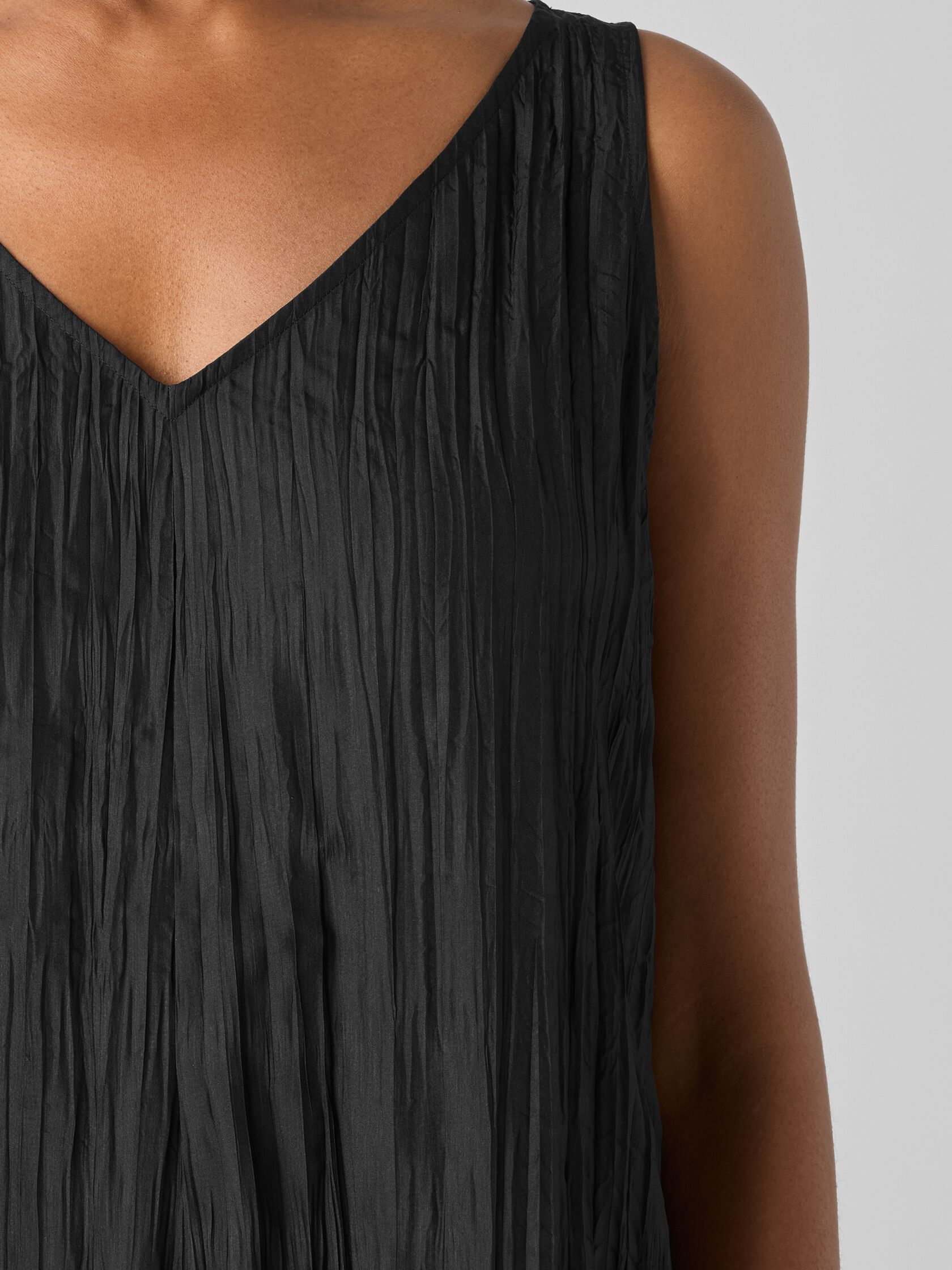 Crushed Silk V-Neck Dress