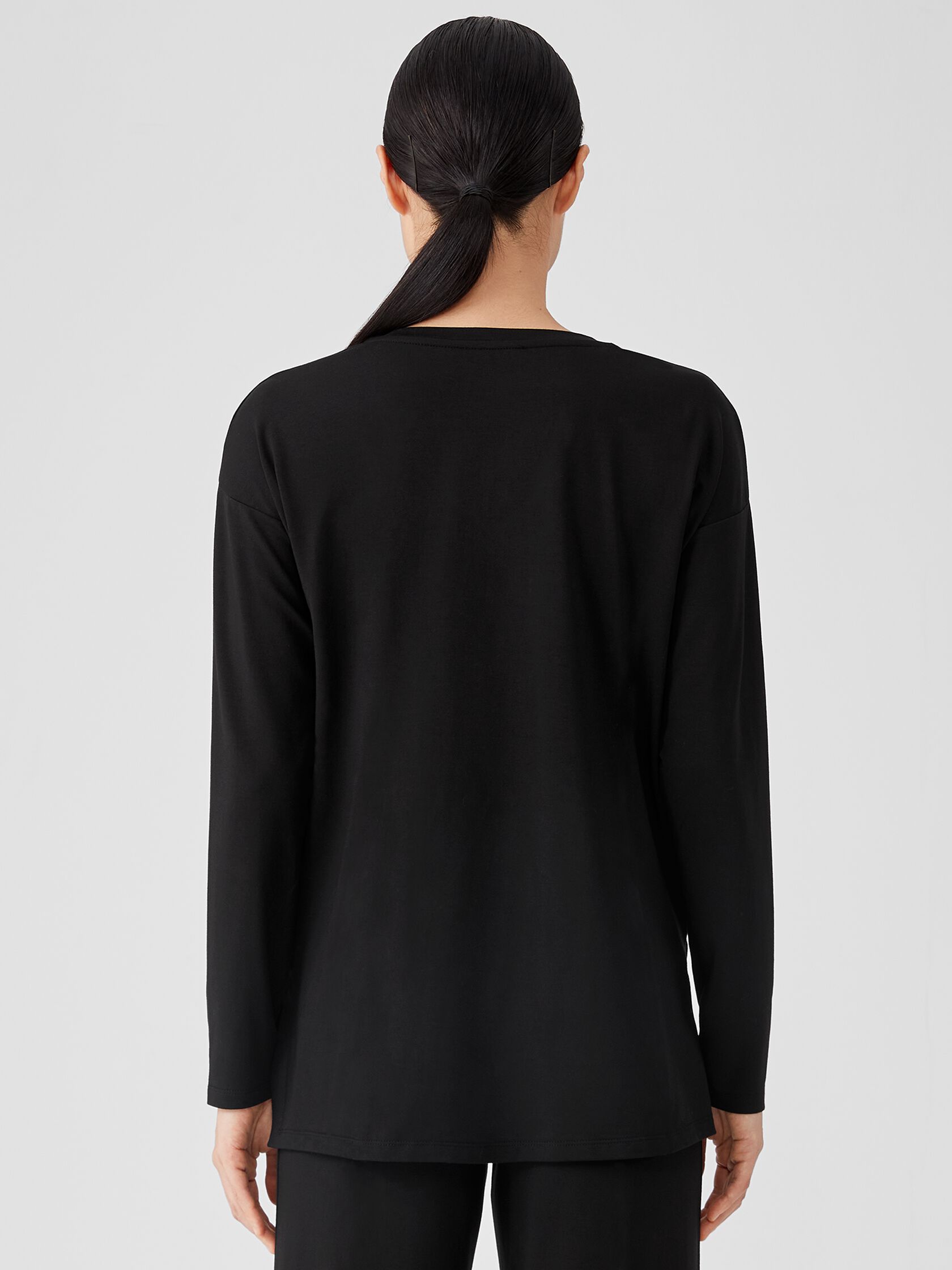 Stretch Jersey Knit V-Neck Top