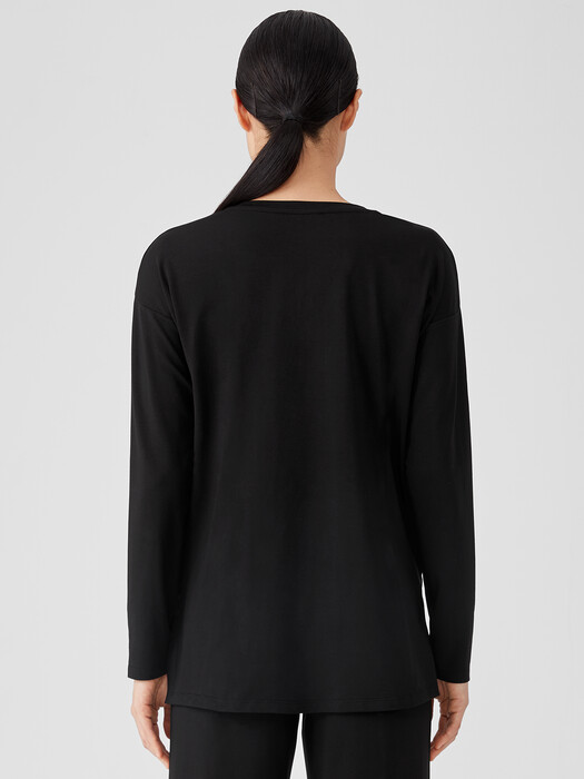 Stretch Jersey Knit V-Neck Top