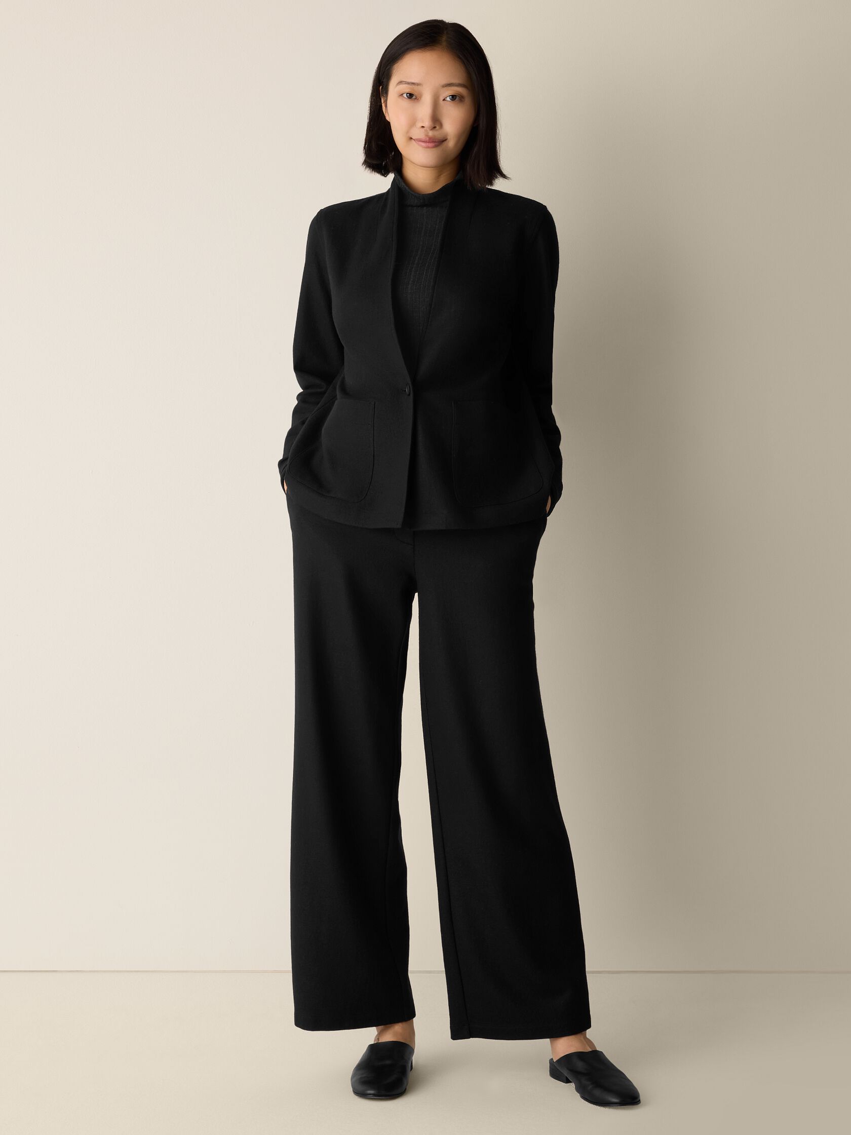 Felted Wool Jersey High Collar Jacket