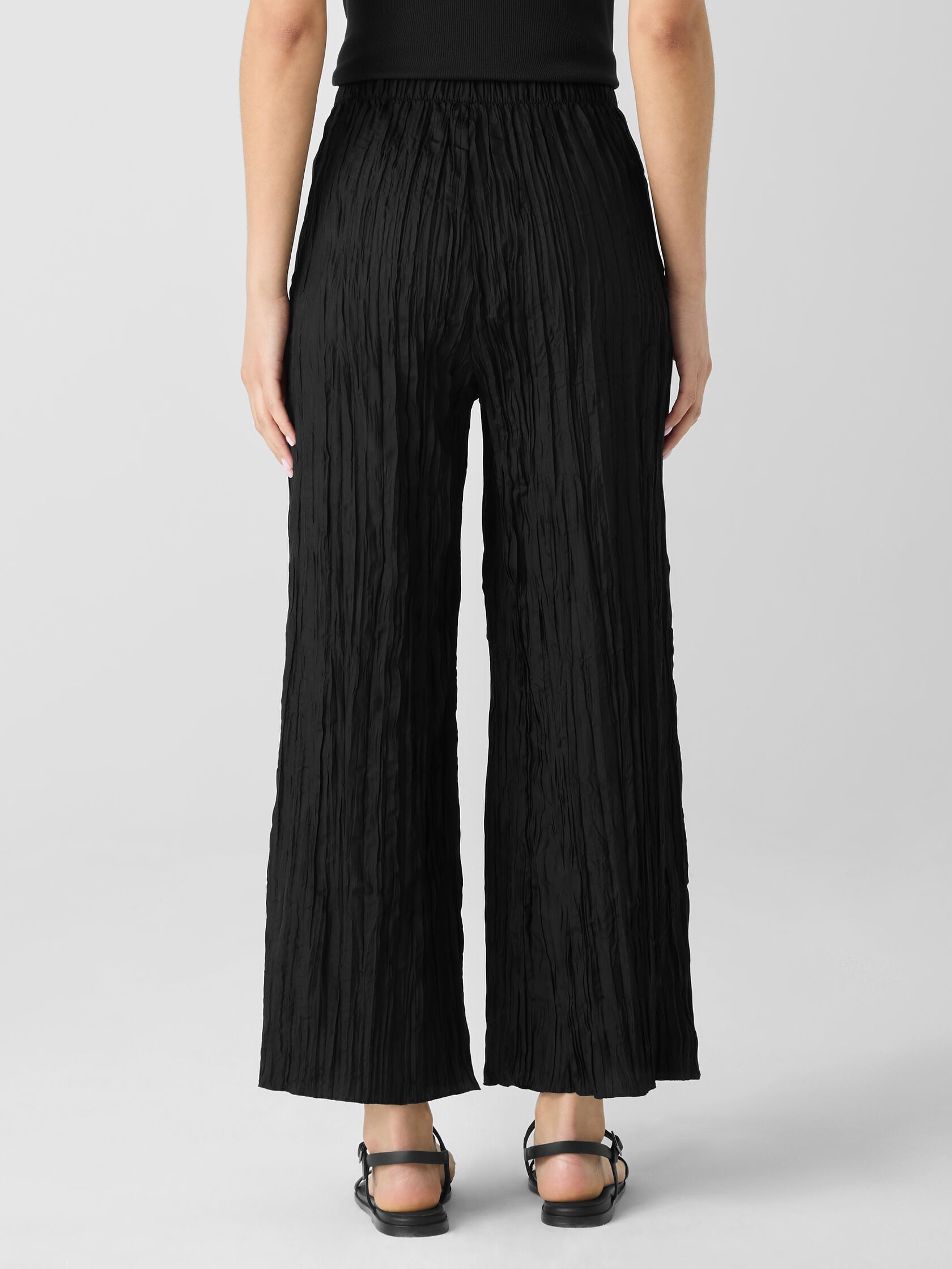 Crushed Silk Wide-Leg Pant