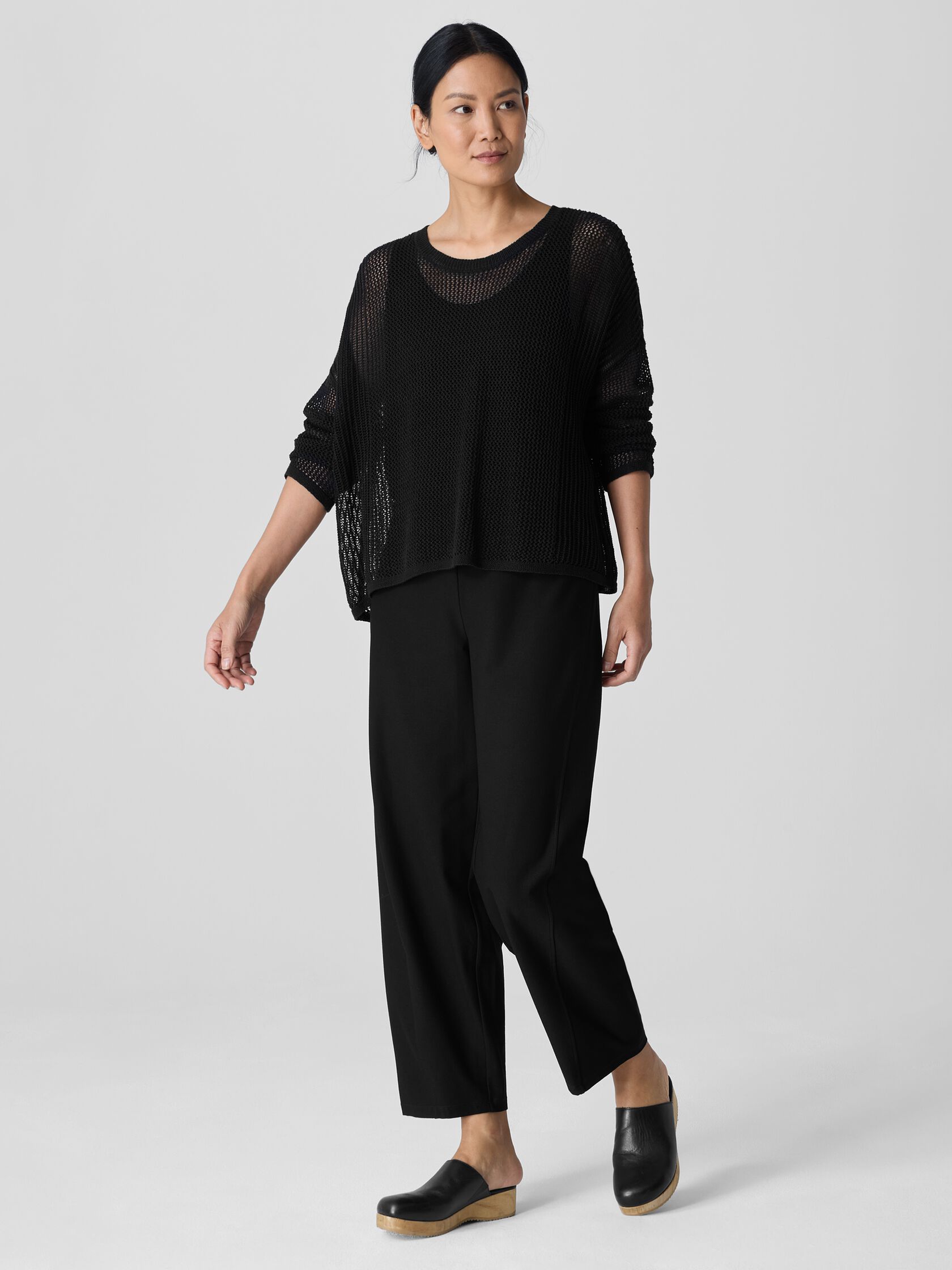 Organic Linen Cotton Cord Crew Neck Top