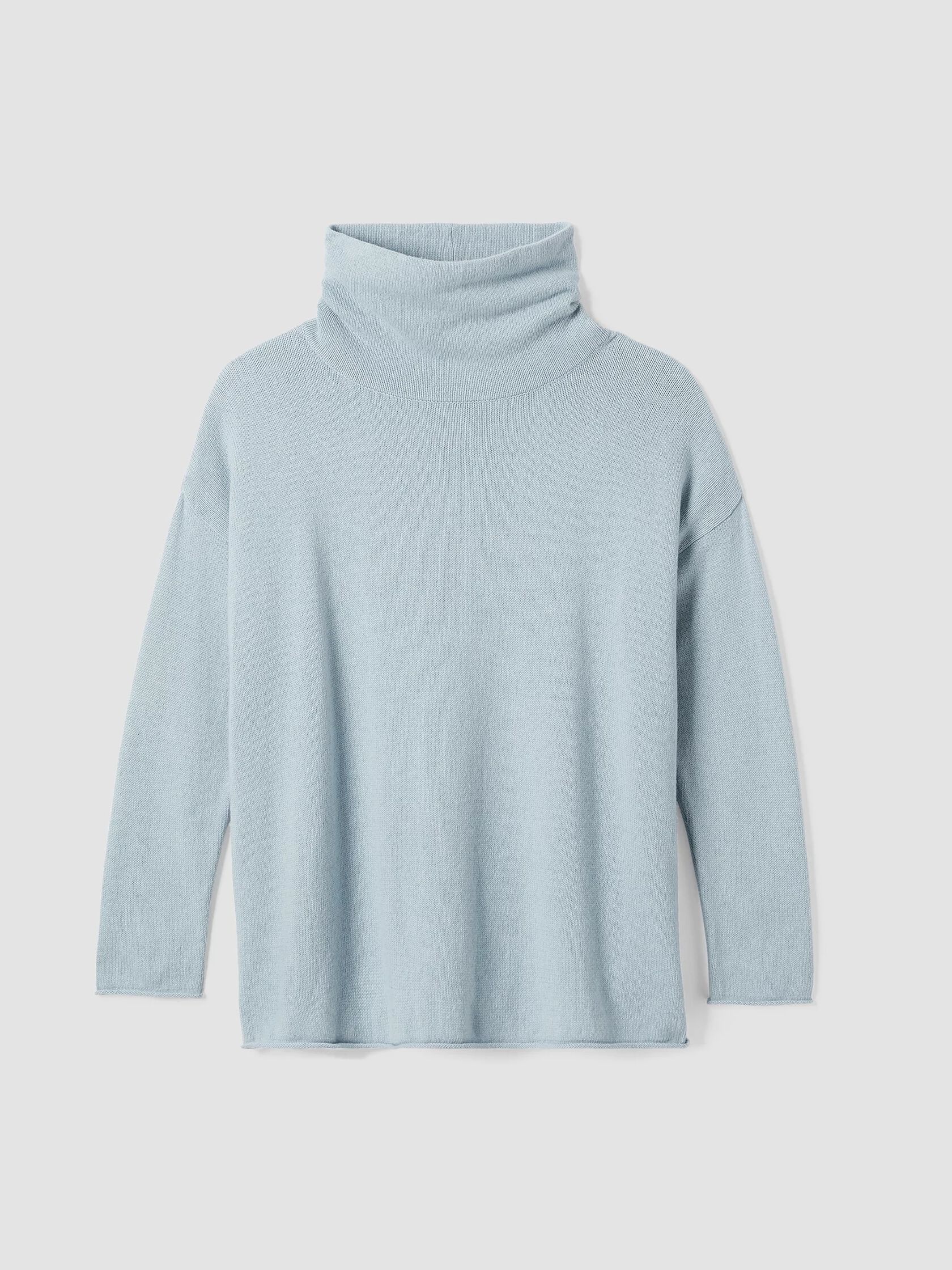 Cotton and Recycled Cashmere Turtleneck Long Top