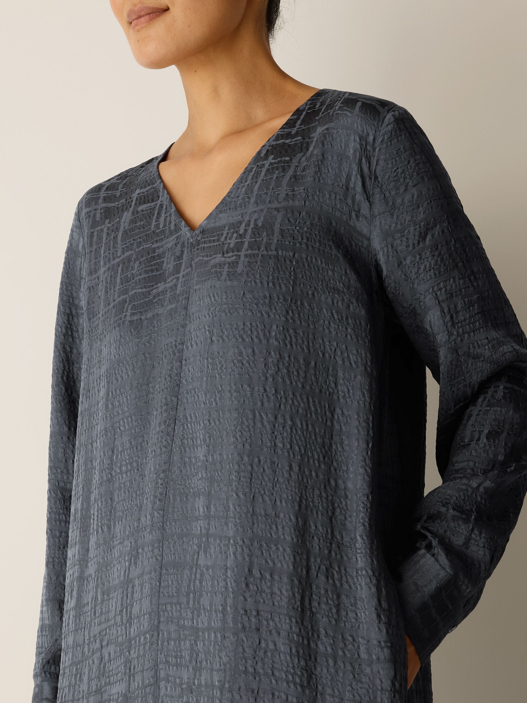 Dimensional Silk Jacquard Oval Dress