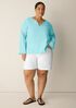 Organic Handkerchief Linen Split Neck Top