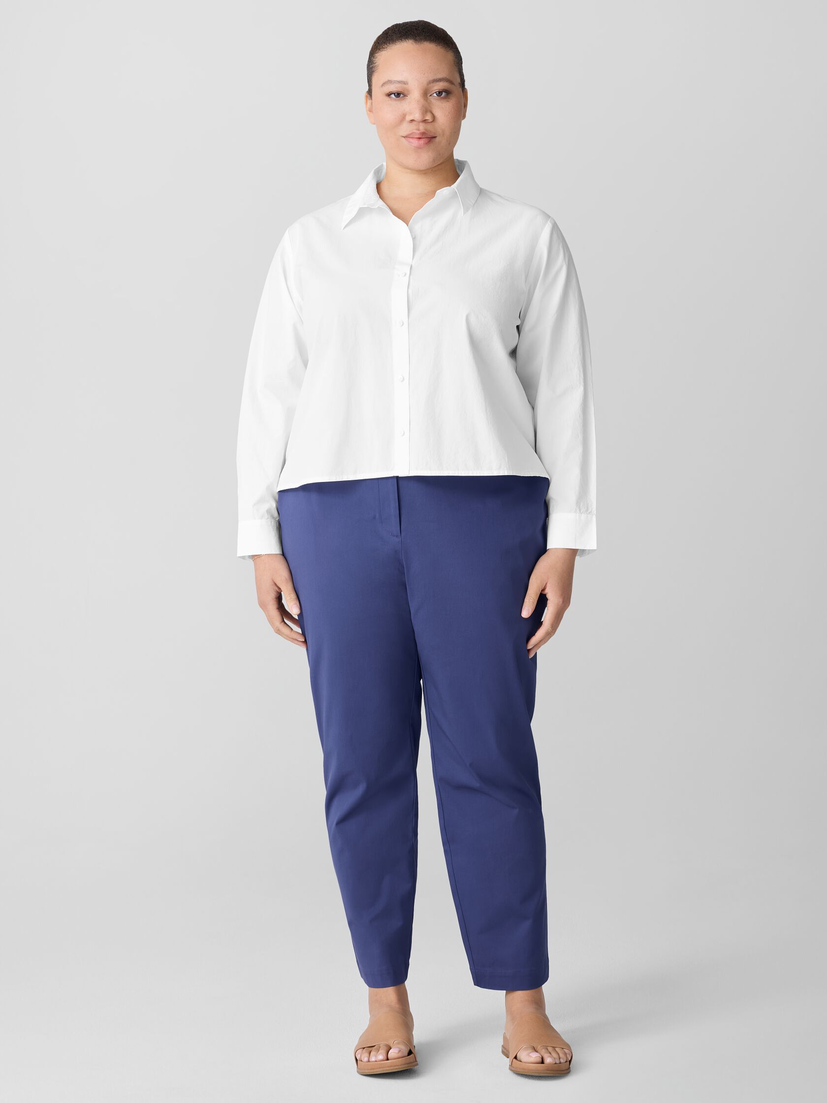 Stretch Cotton Twill Tapered Trouser Pant