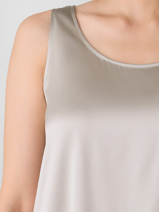 Stretch Silk Charmeuse Scoop Neck Tank