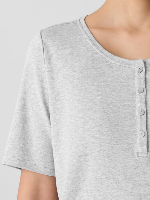 Mélange Organic Cotton Interlock Henley Sleep Top
