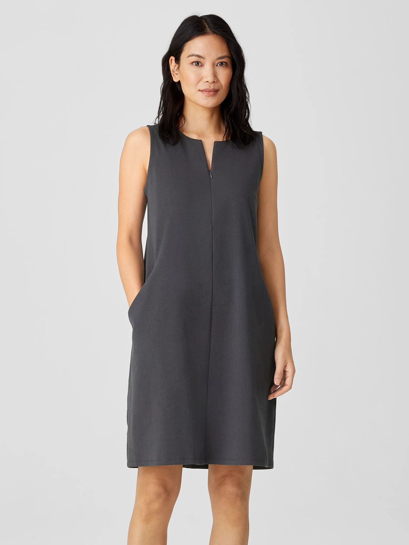 Organic Cotton Ponte Zip-Up Dress