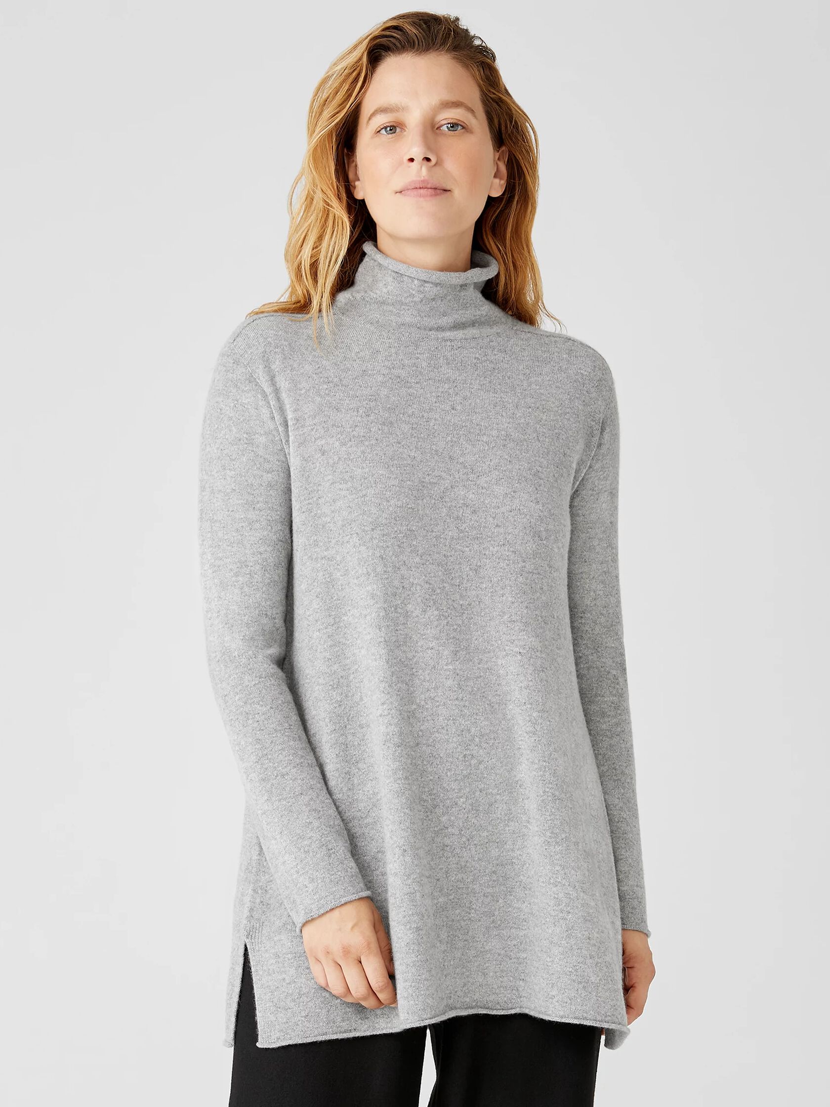 Italian Cashmere Turtleneck Long Top