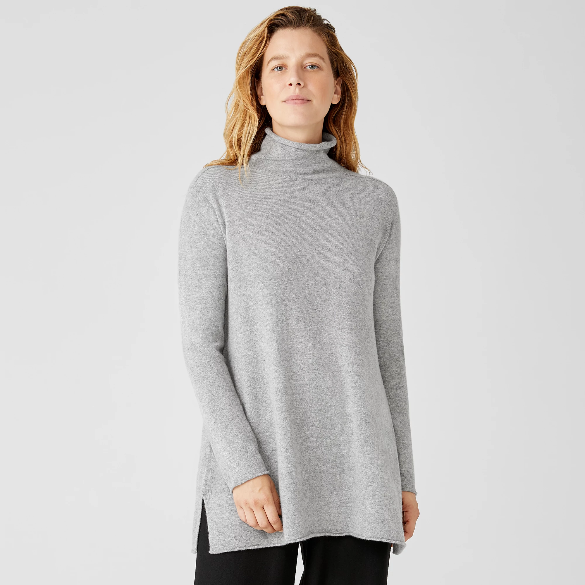 Italian Cashmere Turtleneck Long Top 