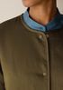 Smooth Satin Shimmer Padded Round Neck Jacket