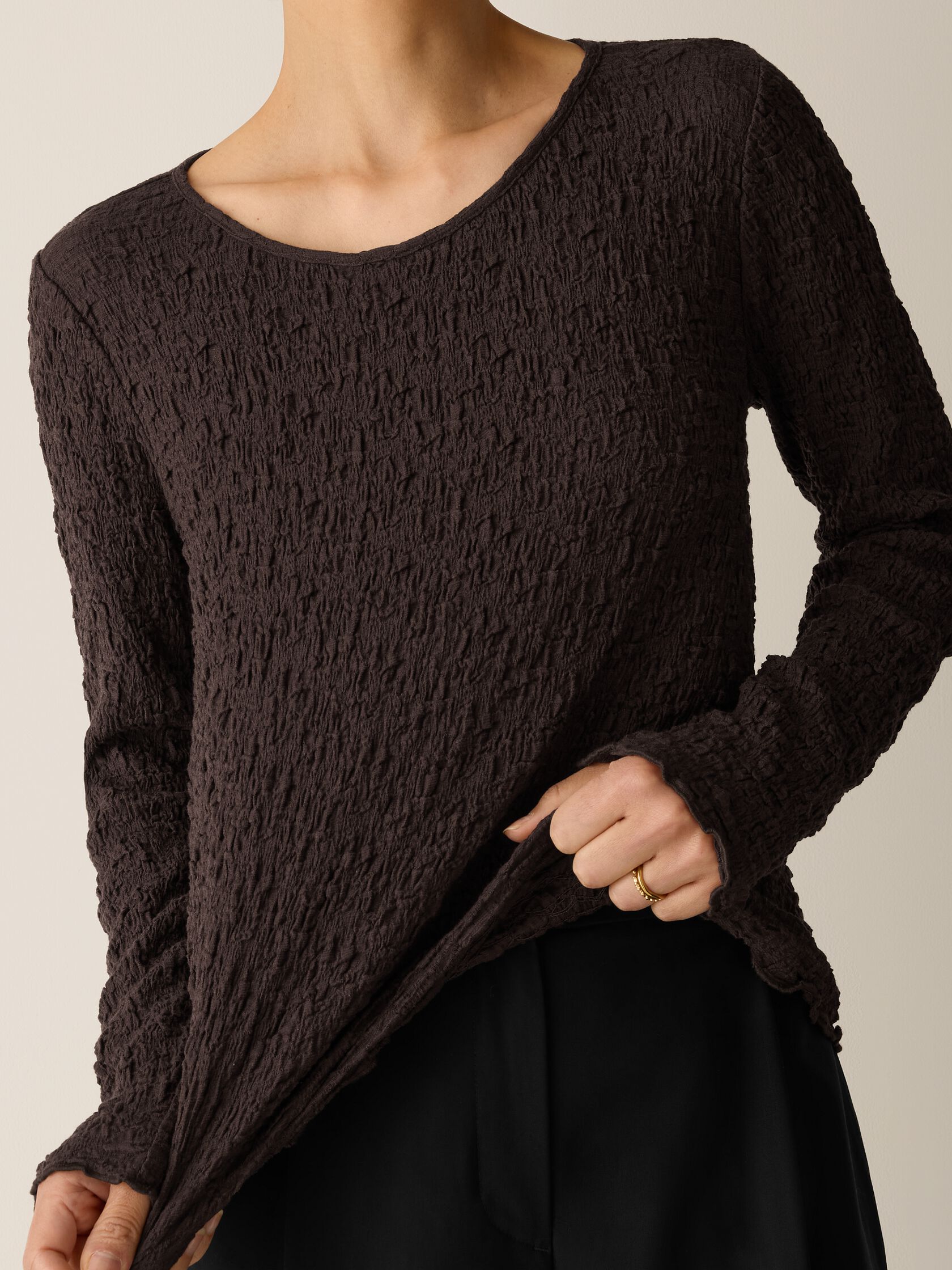 Bubble Jacquard Round Neck Top