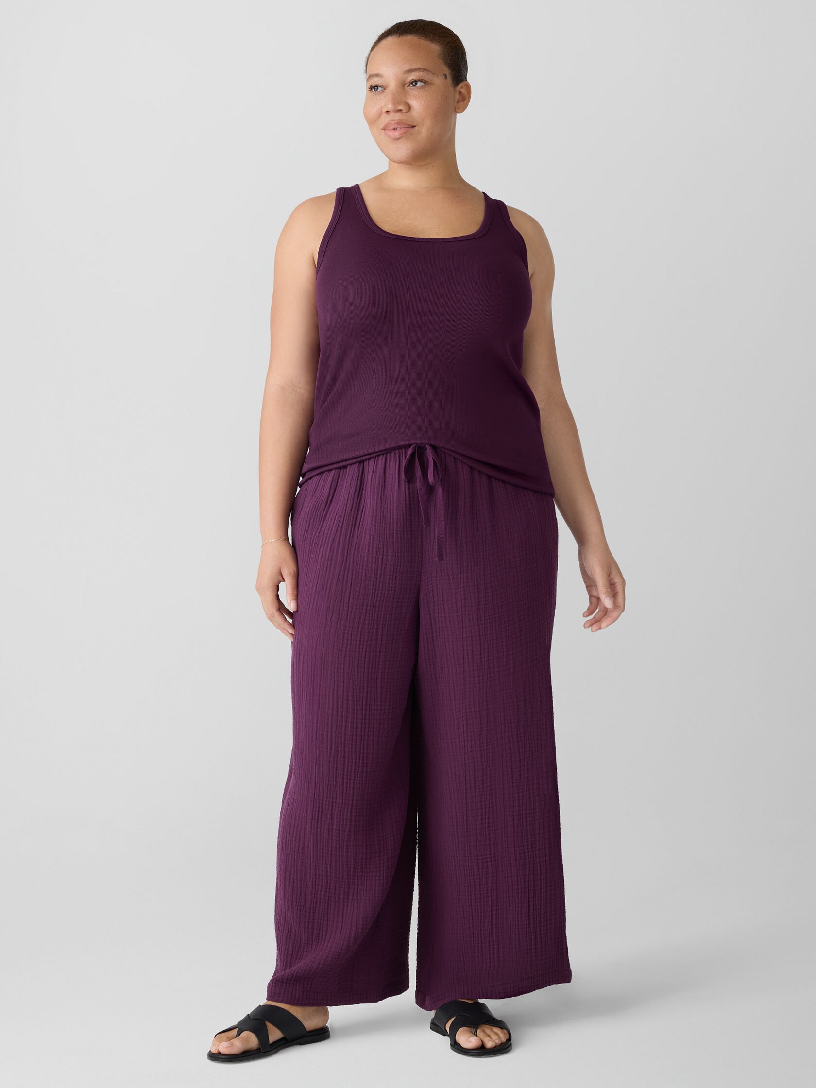 Organic Cotton Stretch Rib Scoop Neck Tank