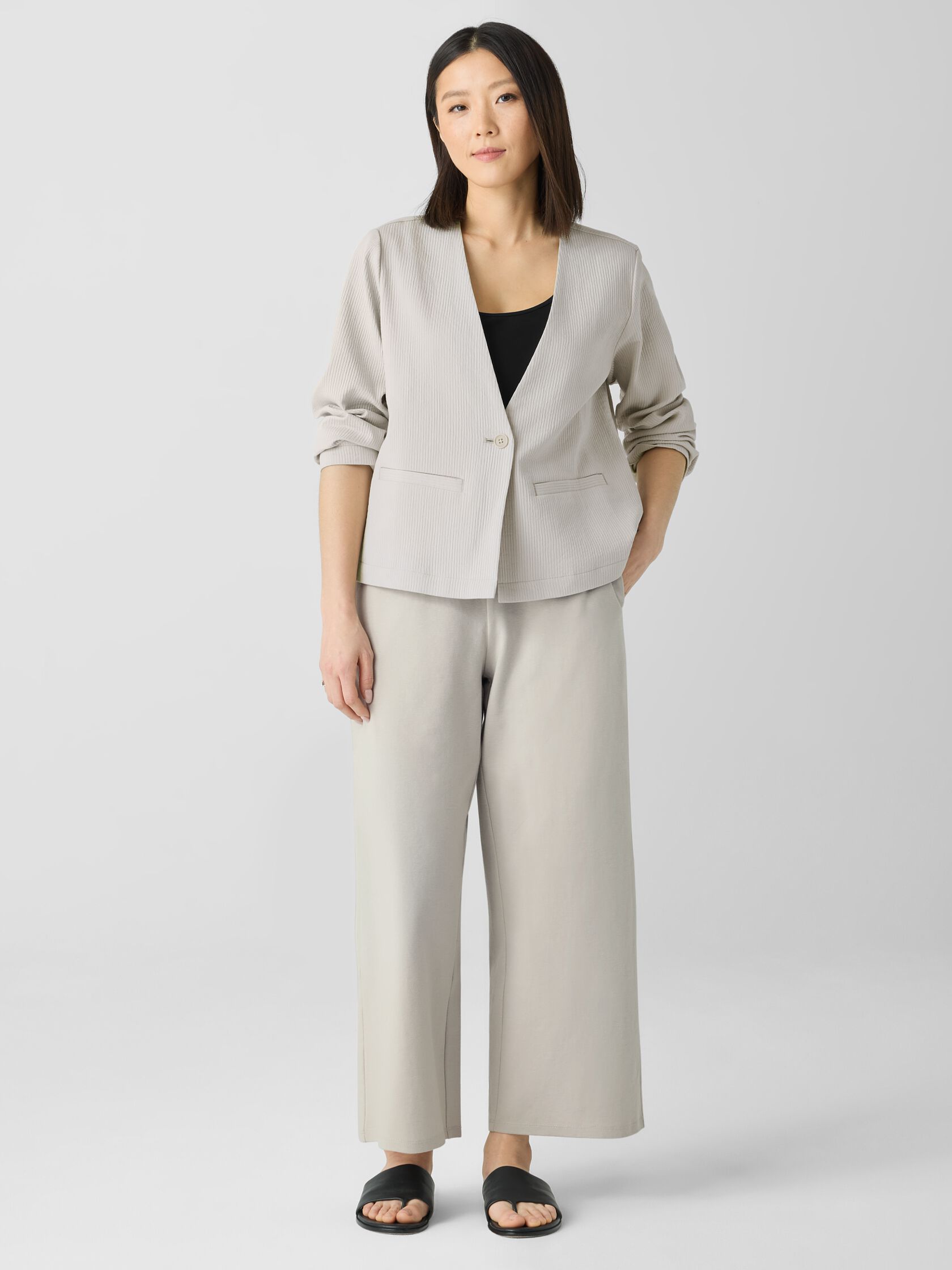 Cotton Blend Ponte Wide-Leg Pant