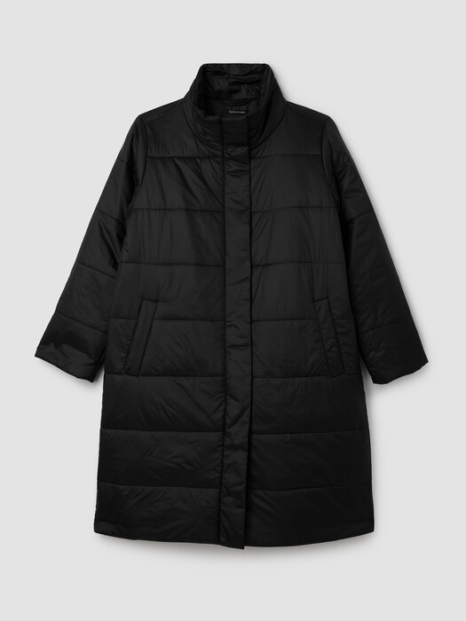 Eggshell Recycled Nylon Stand Collar Coat