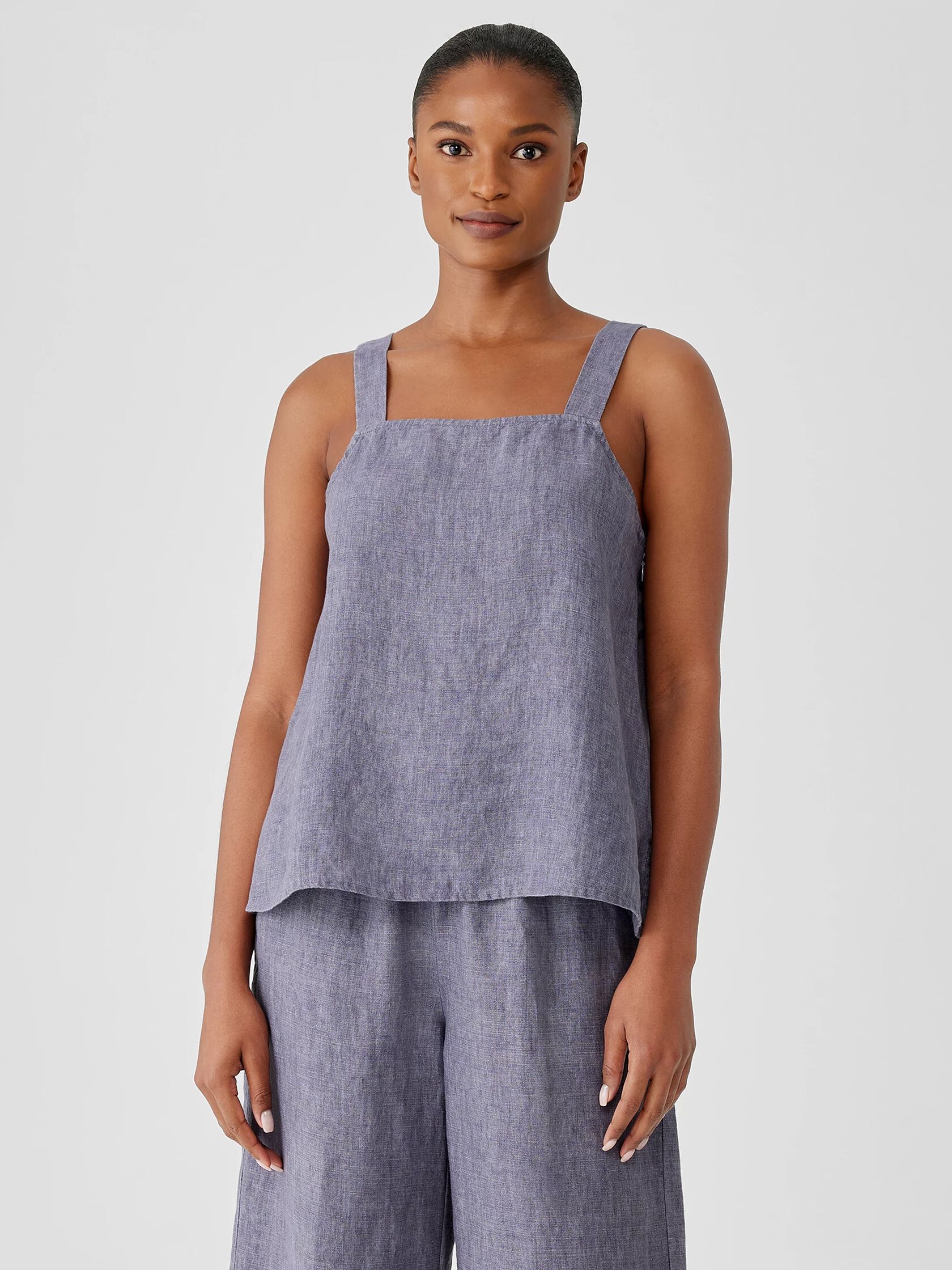 Washed Organic Linen Delave Tank