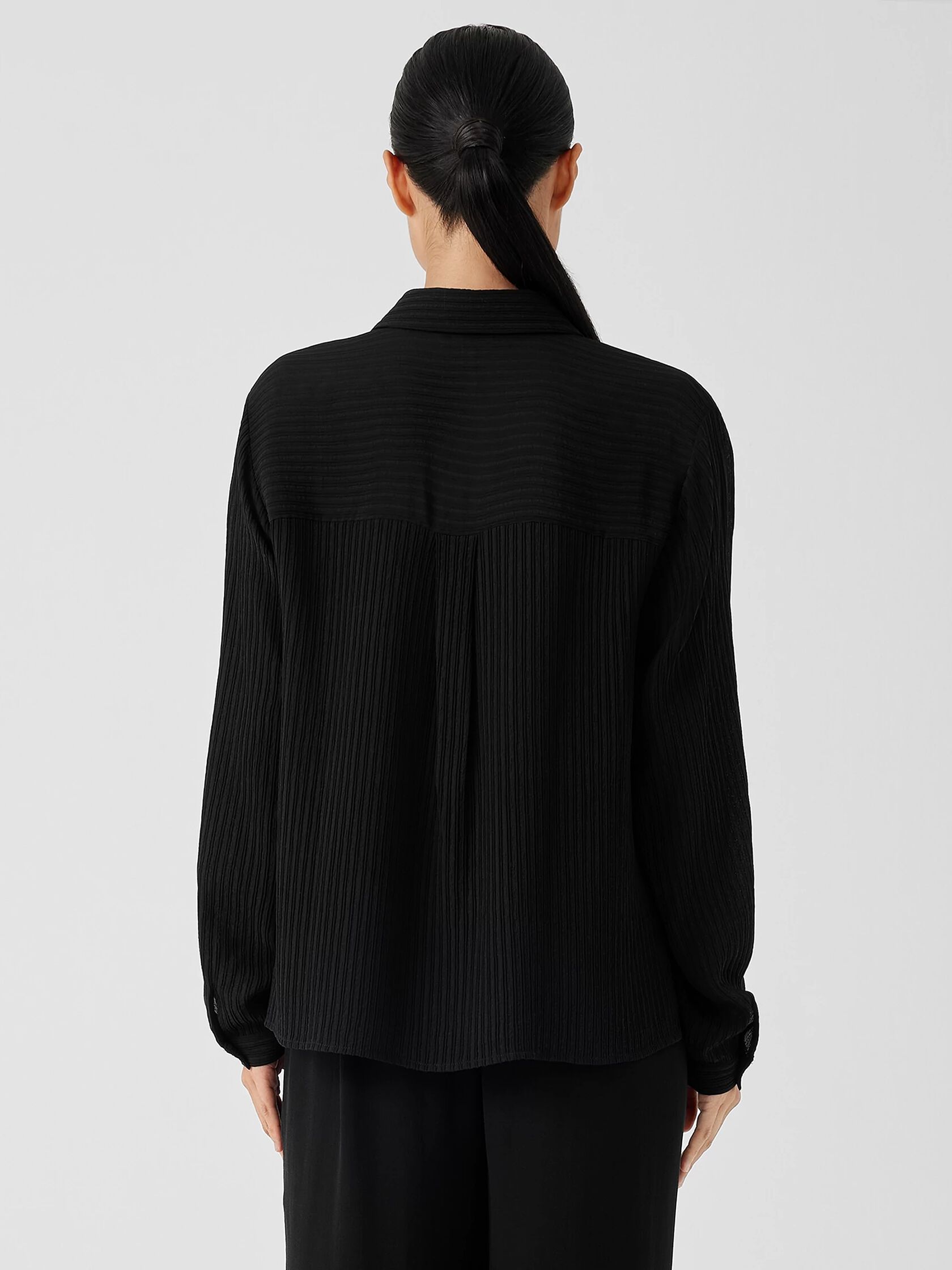 Accordion Silk Jacquard Classic Collar Shirt