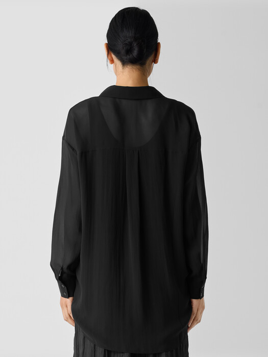 Sheer Silk Georgette Belted Shirt
