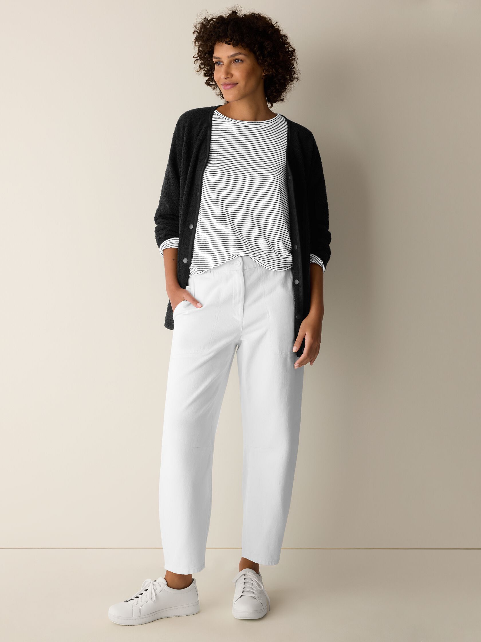 Striped Organic Linen Jersey Long-Sleeve Tee