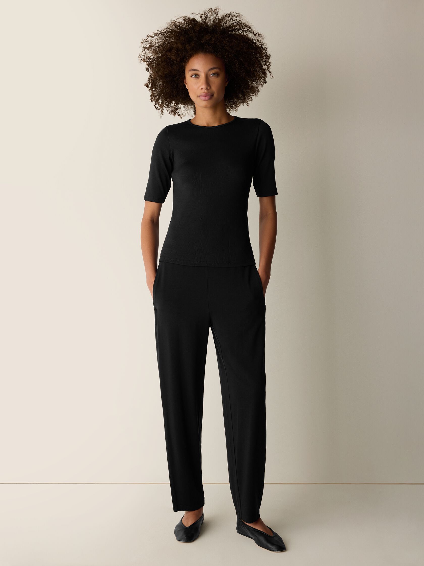 Organic Cotton Stretch Rib Crew Neck Tee