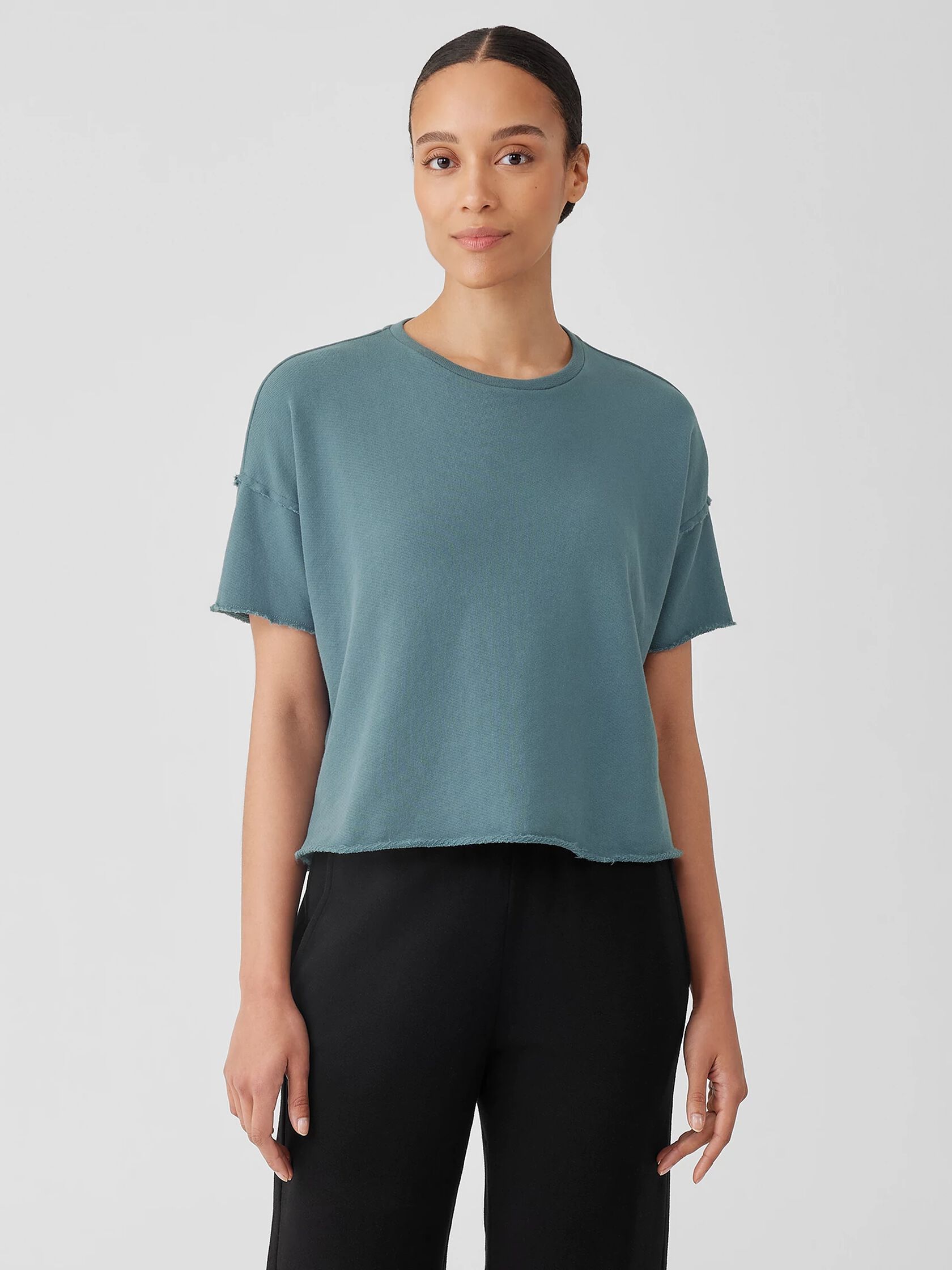 Lightweight Organic Cotton Terry Crew Neck Top