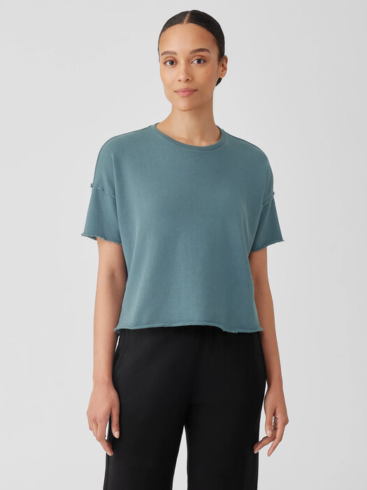 Lightweight Organic Cotton Terry Crew Neck Top
