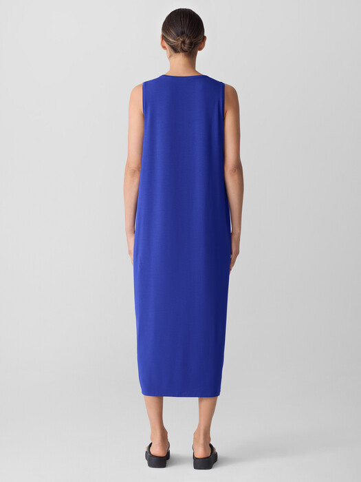 Stretch Jersey Knit Round Neck Dress