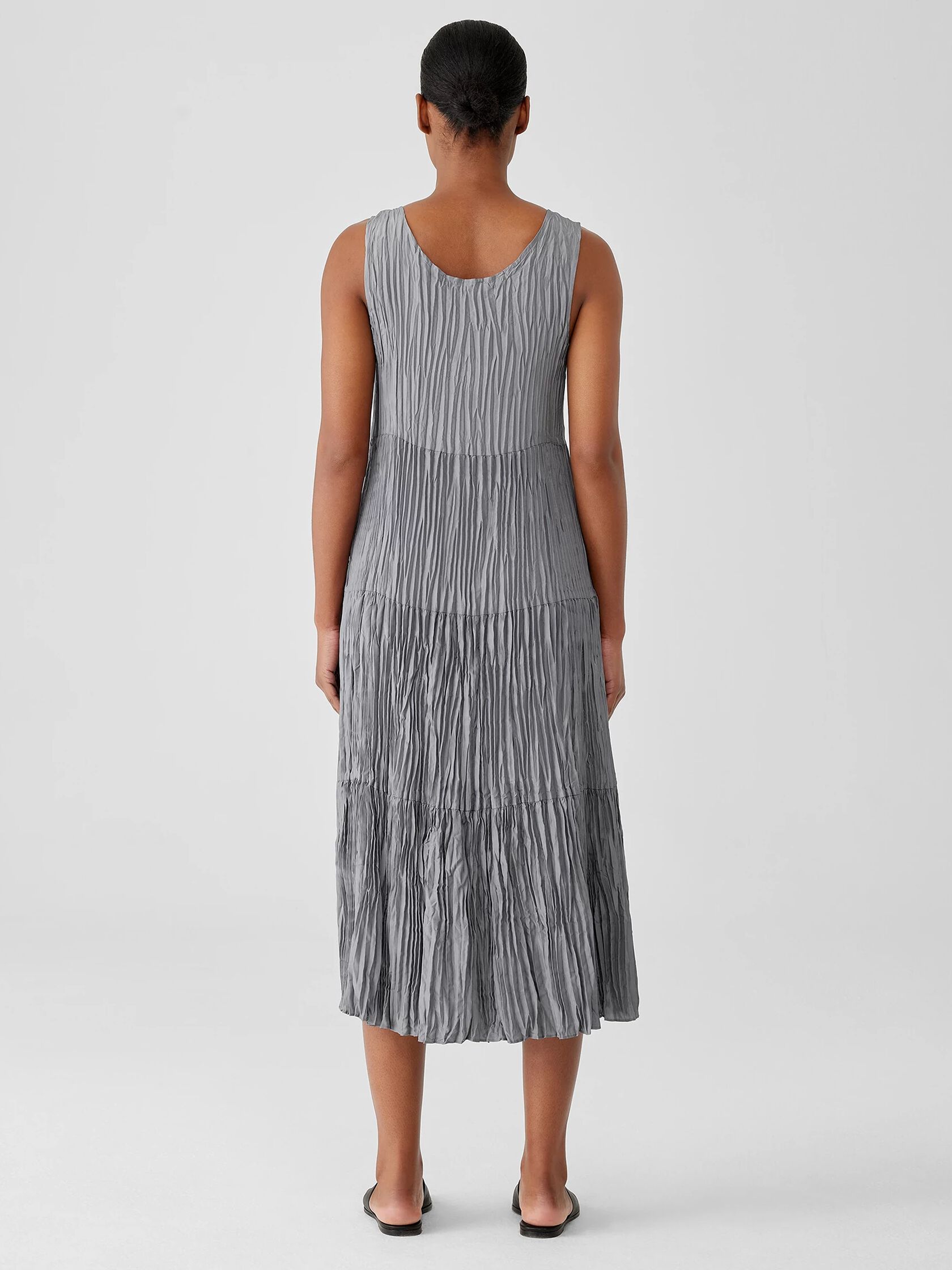 Crushed Silk Tiered Dress