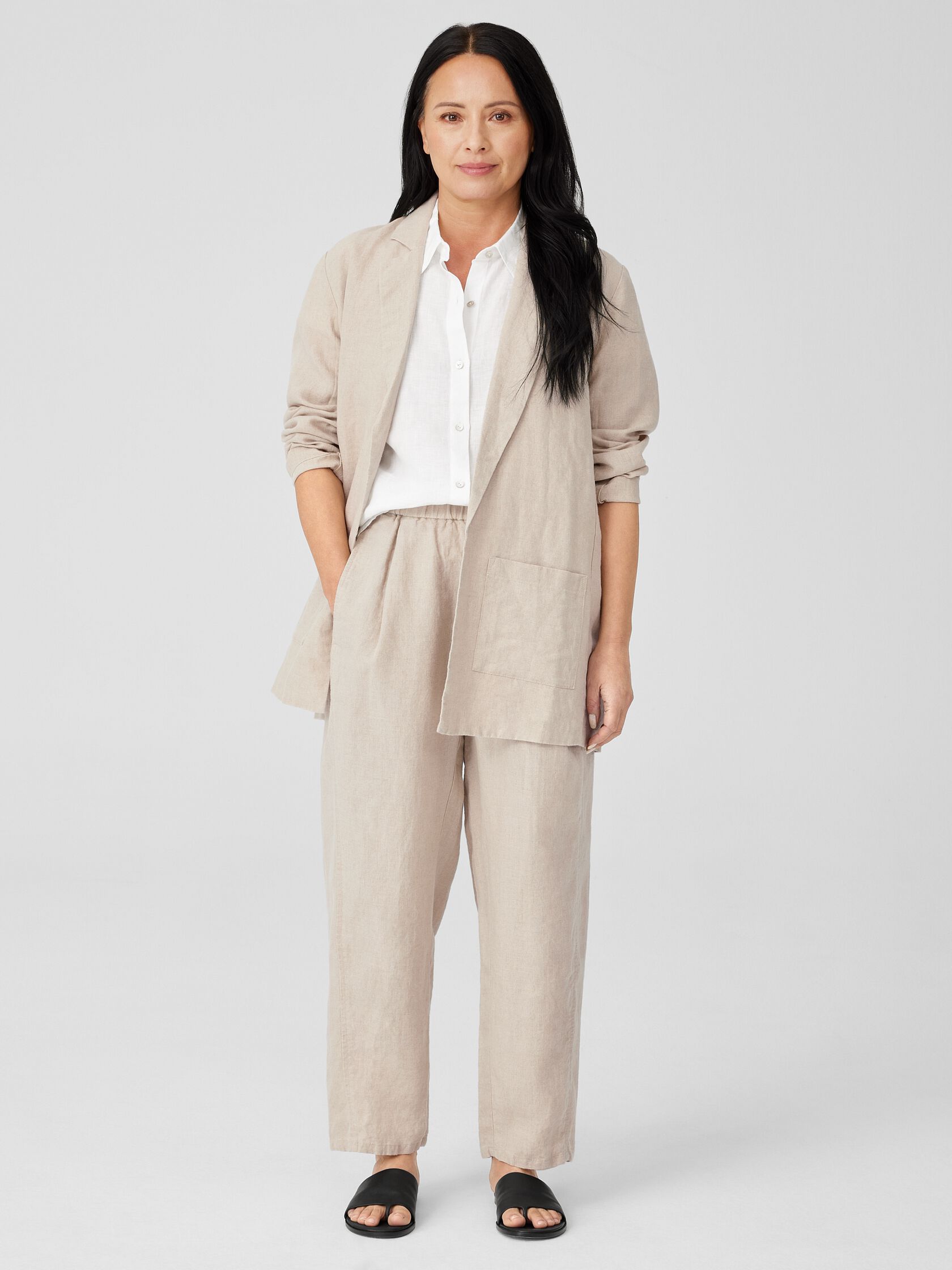 Organic Linen Long Blazer