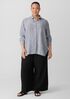 Puckered Organic Linen Stripe Classic Collar Long Shirt
