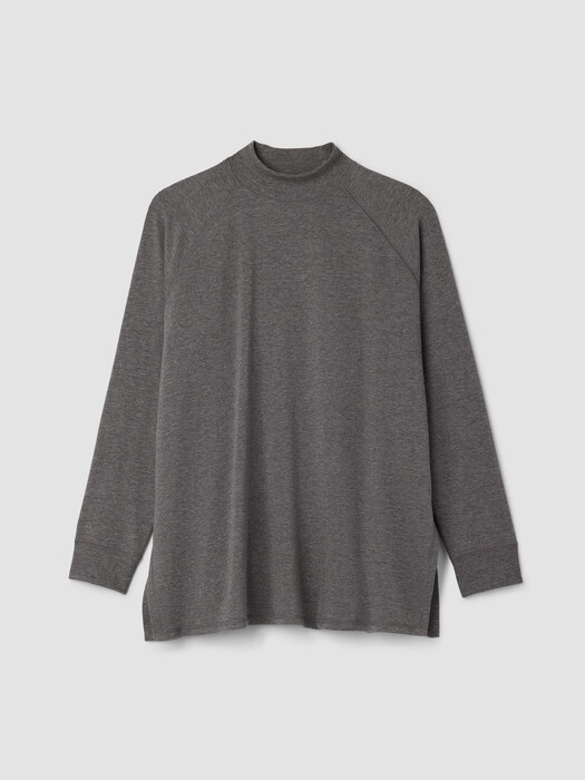 Cozy Brushed Terry Mock Neck Long Top