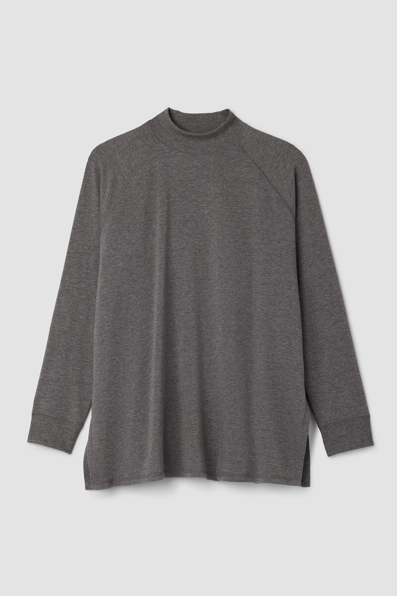 Cozy Brushed Terry Mock Neck Long Top Cozy Brushed Terry Mock Neck Long Top