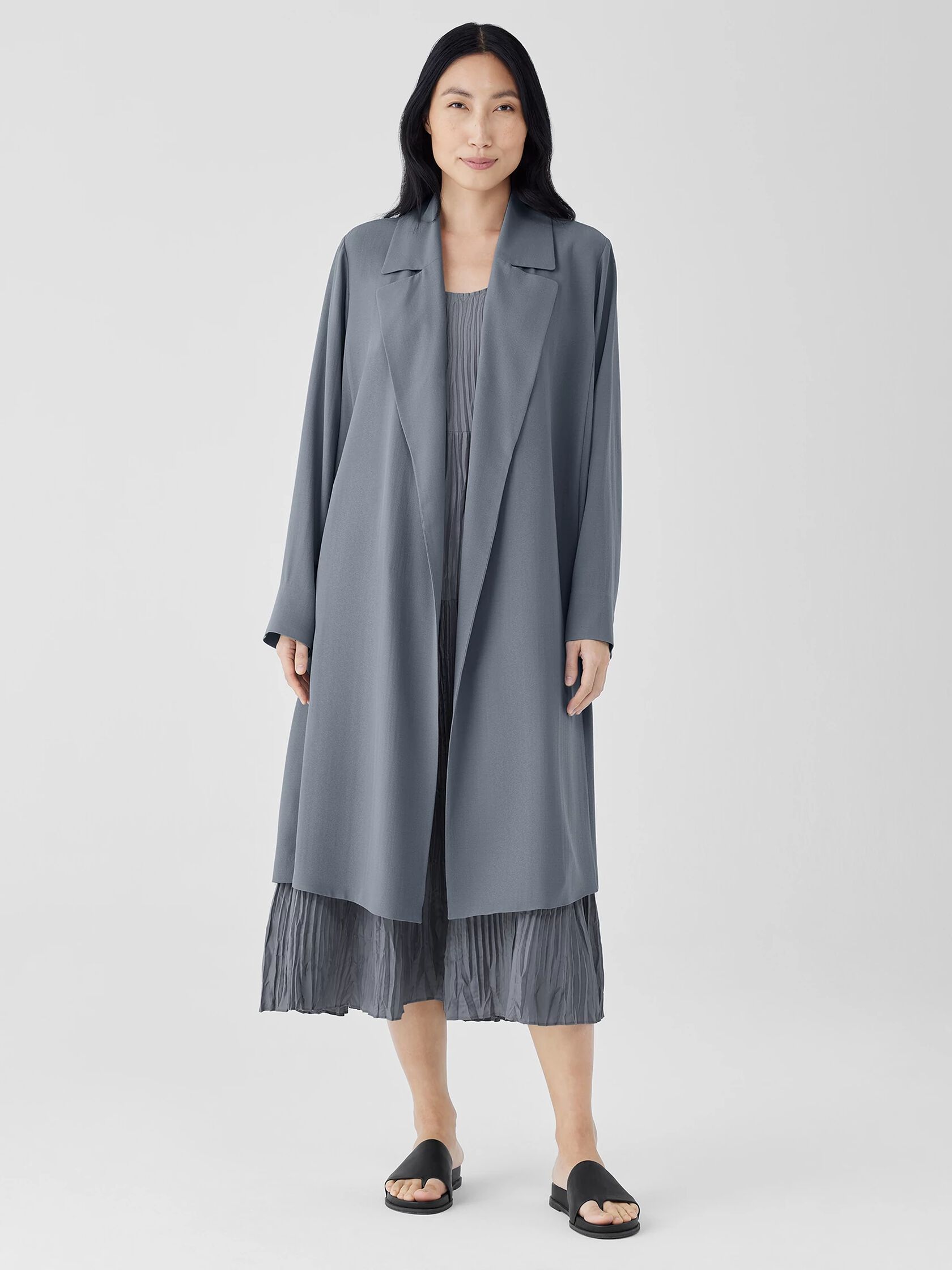 Silk Georgette Crepe Trench Coat