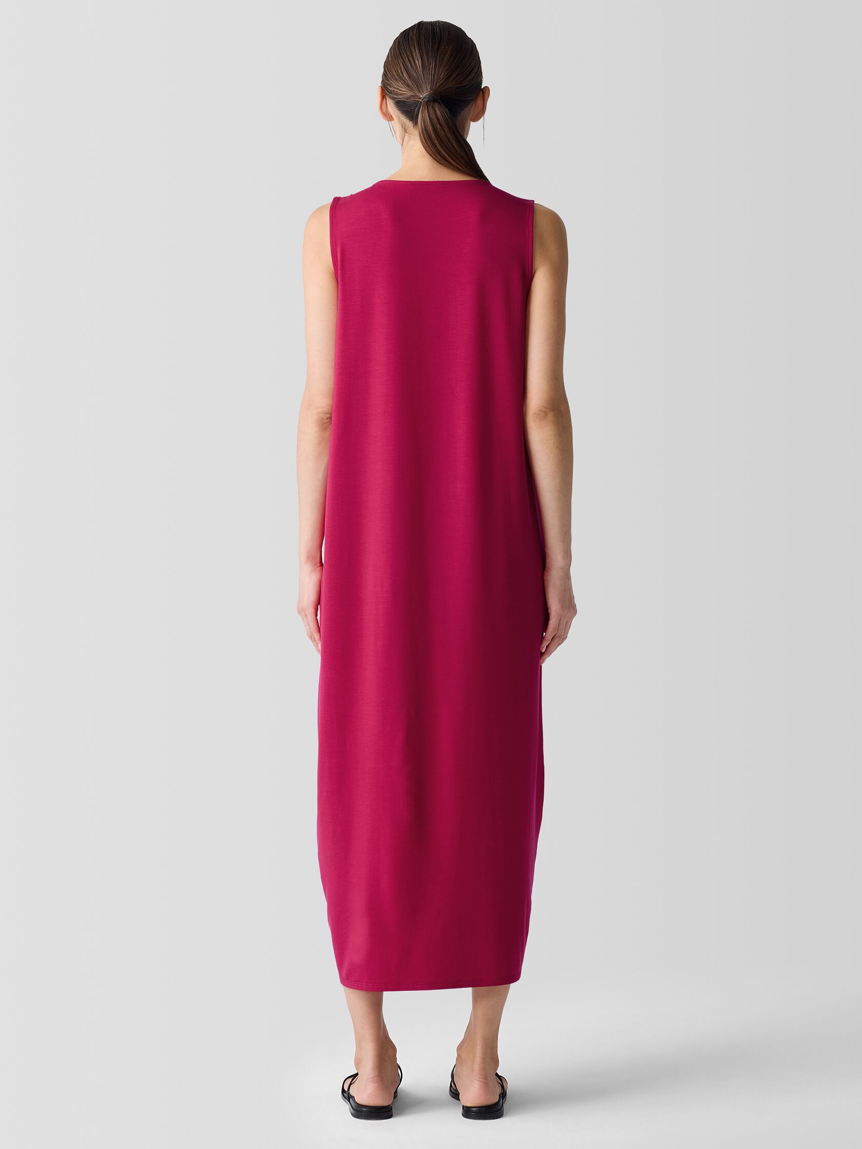 Stretch Jersey Knit Round Neck Dress