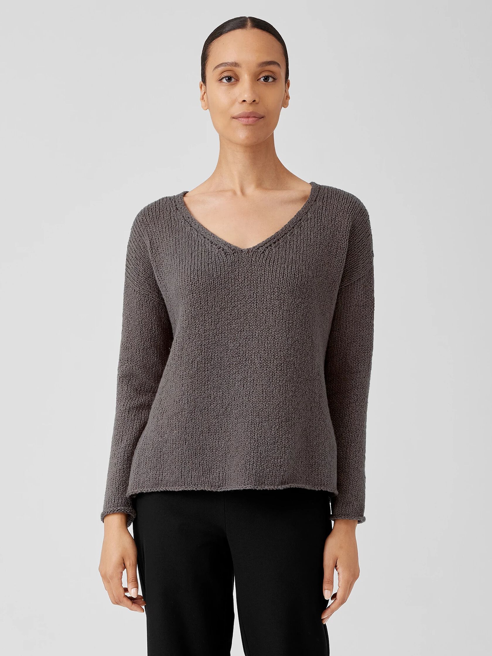 Peruvian Organic Cotton Crimp V-Neck Top