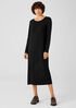 Stretch Jersey Knit Jewel Neck Dress