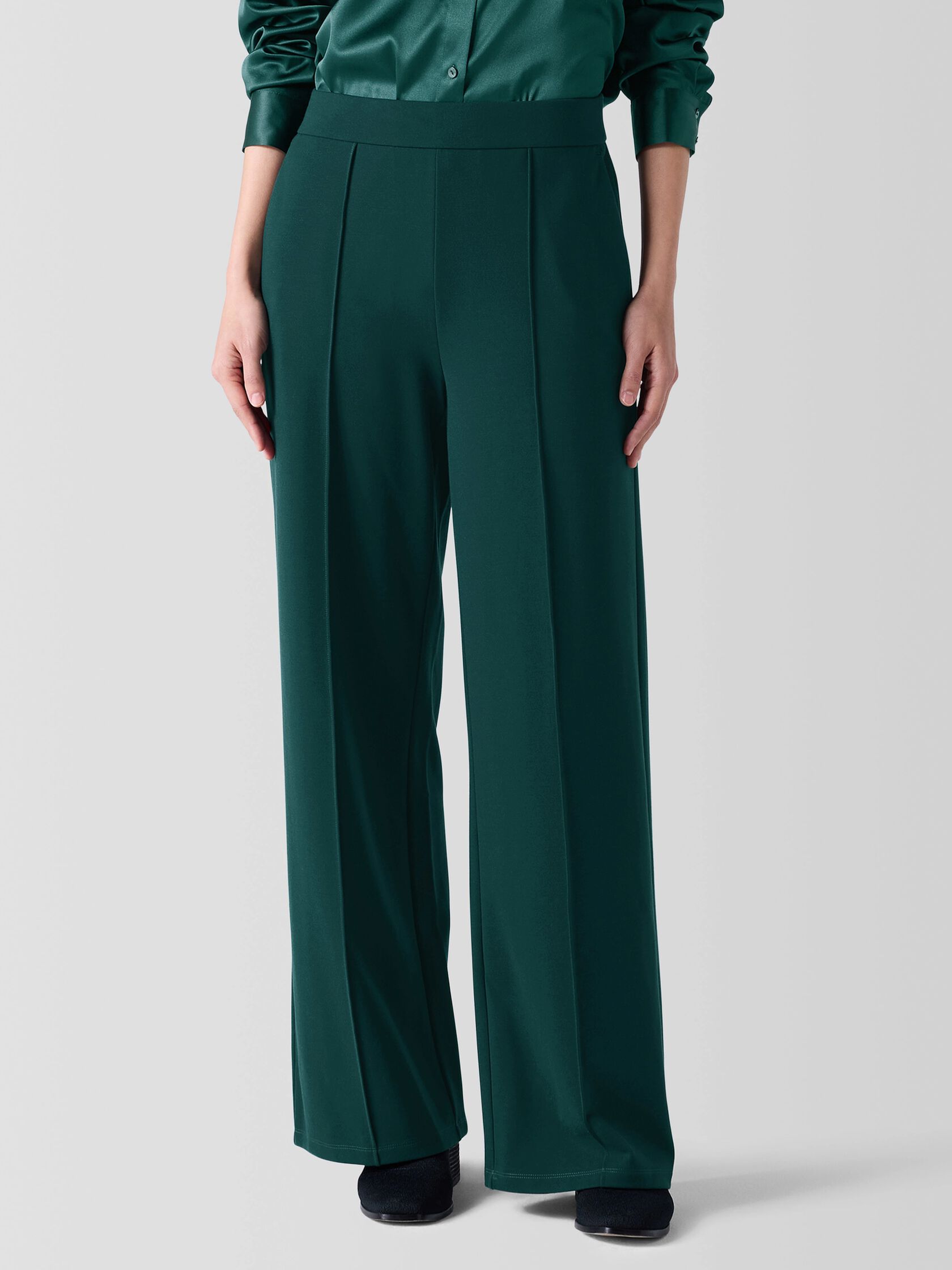 Washable Flex Ponte Pintuck Wide Pant