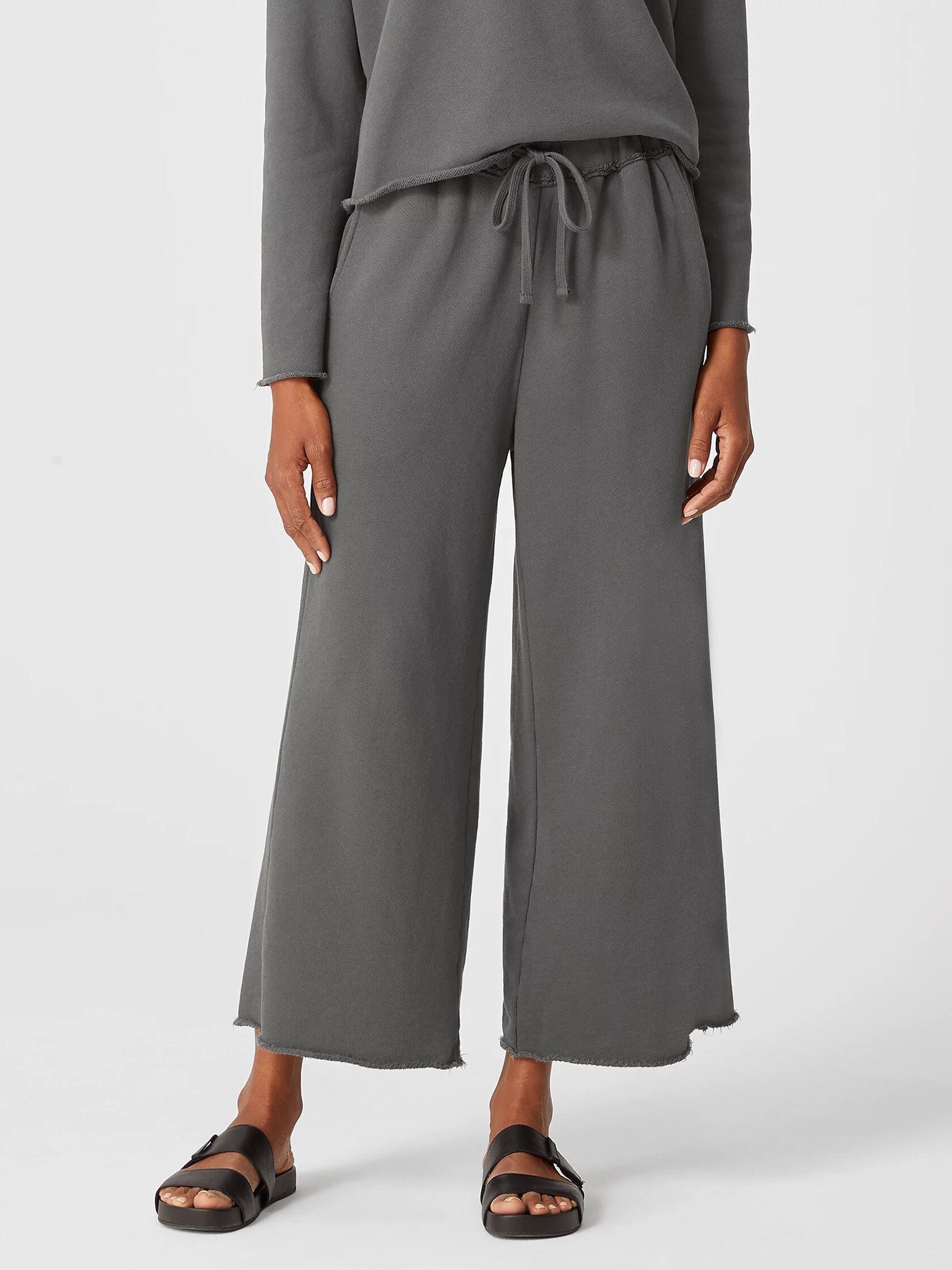 Organic Cotton French Terry Wide-Leg Pant