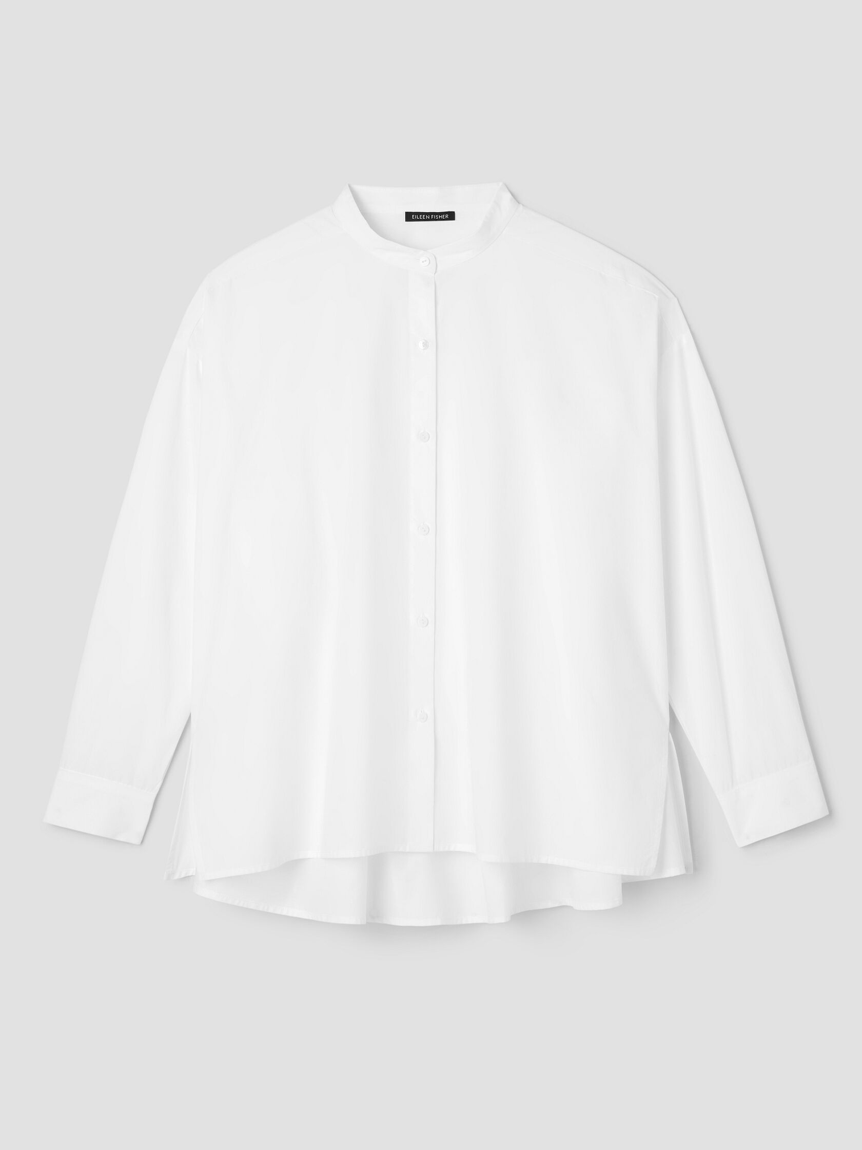 Washed Organic Cotton Poplin Band Collar Shirt