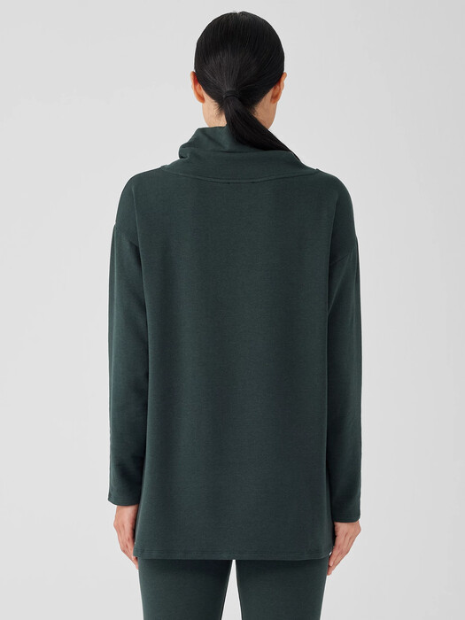 Cozy Brushed Terry Hug Funnel Neck Long Top
