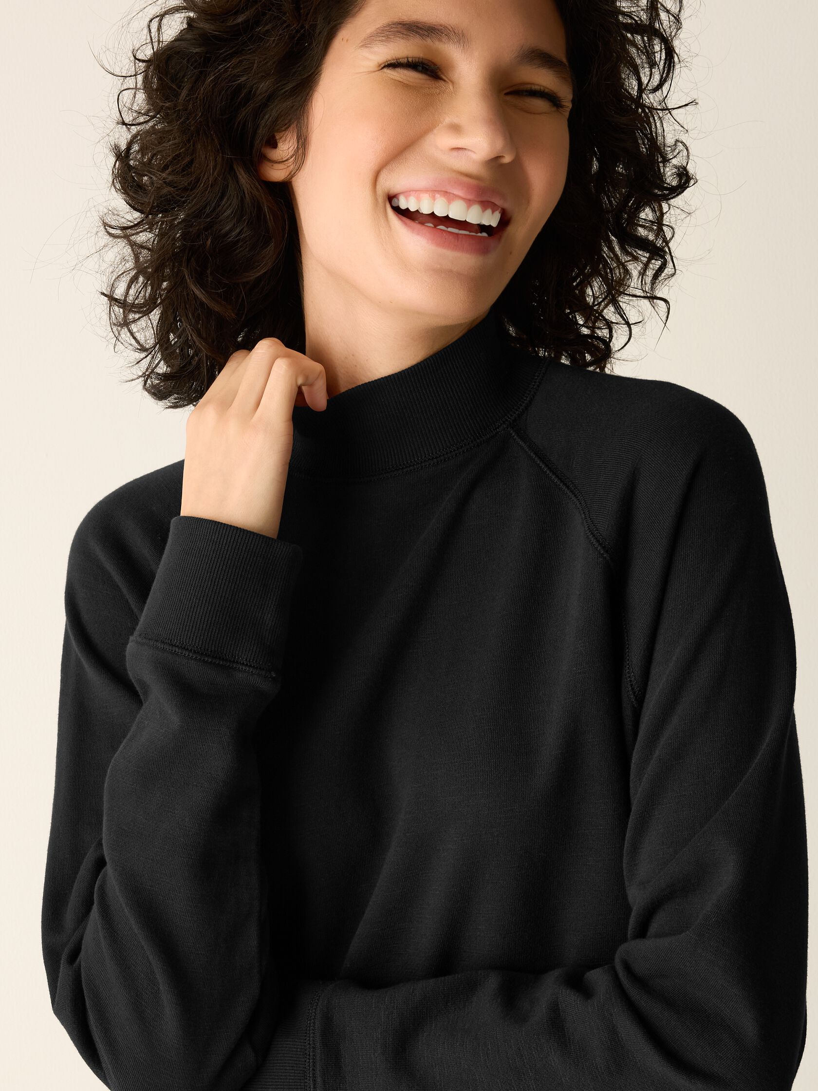 Garment-Dyed Organic Cotton Terry High Neck Top