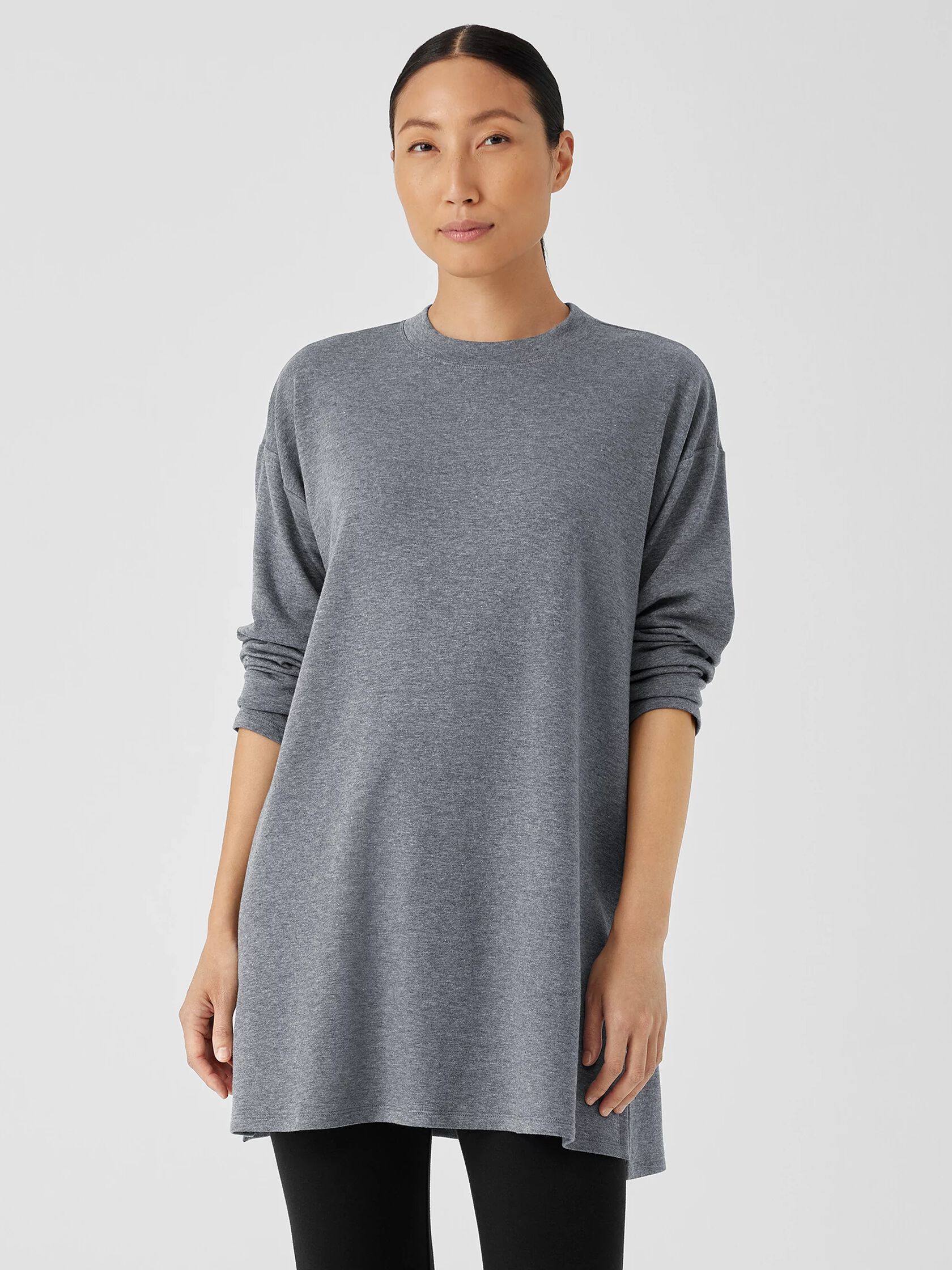 Cozy Brushed Terry Hug Crew Neck Long Top