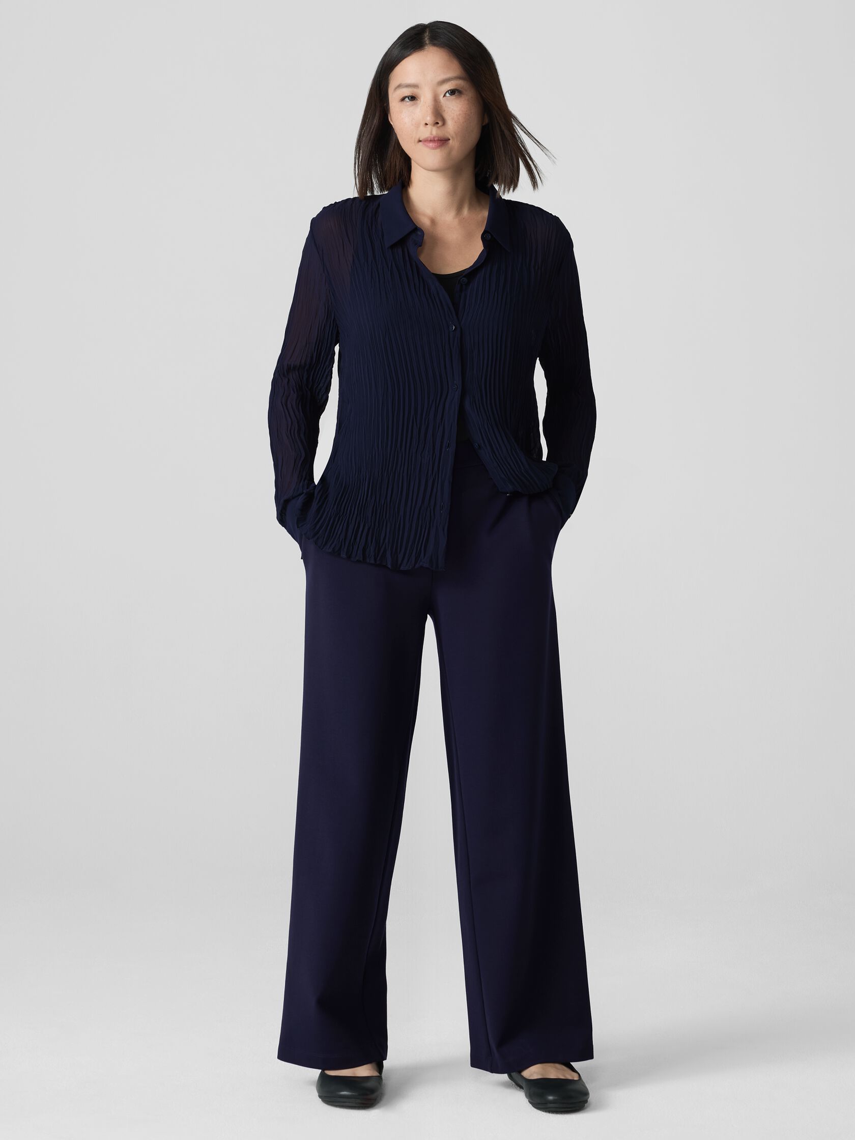 Washable Flex Ponte Wide Trouser Pant