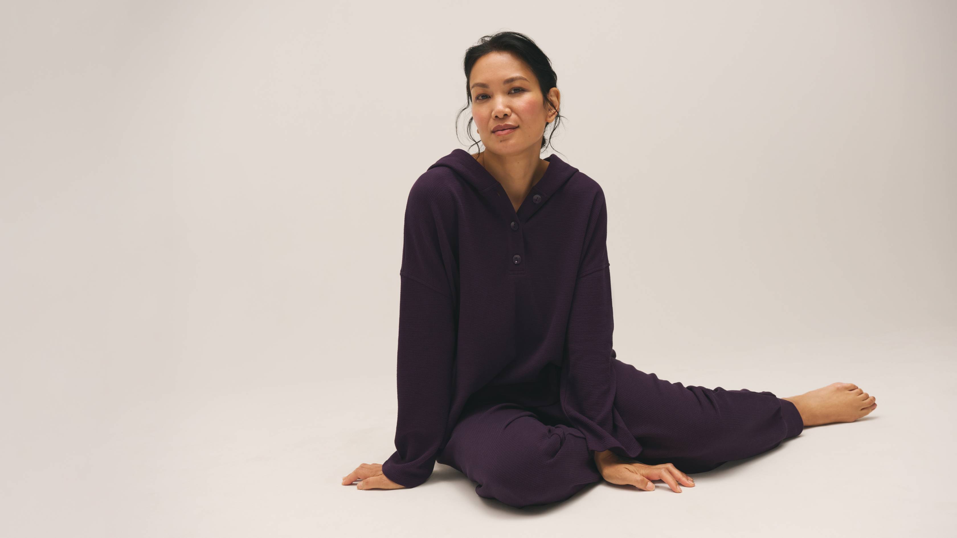 The Waffle Cotton Blend Doubleknit Sets in Aubergine