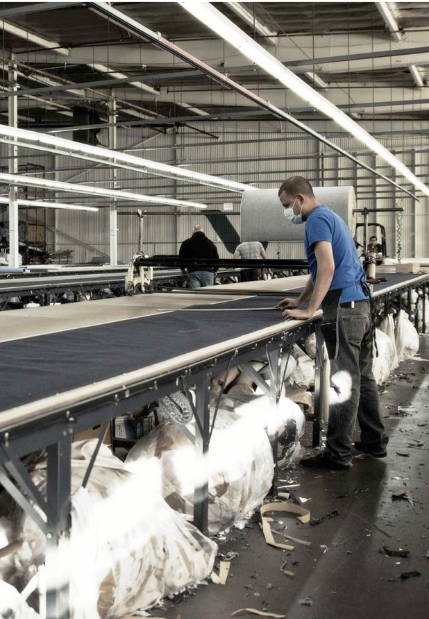 Man working at a garment factory.