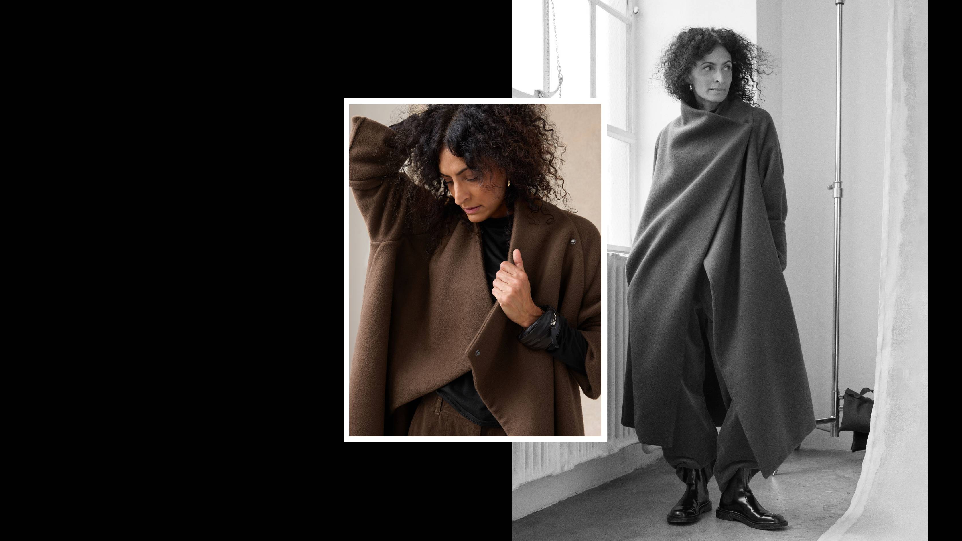 The black turtleneck underneath gives the outfit depth and complexity. Tucking the corduroy pants into the boot also breaks up the look.
