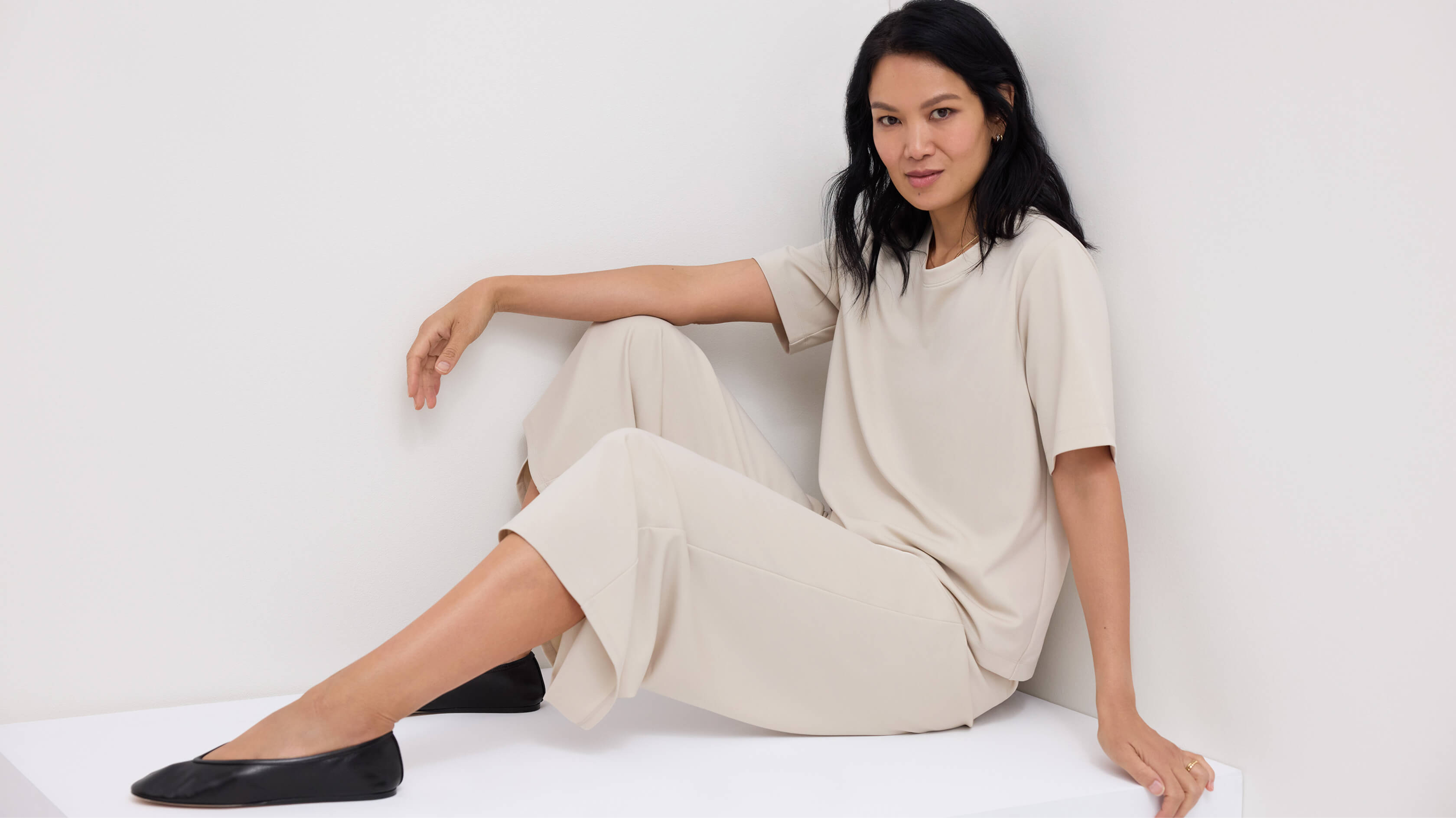 Lightweight Ponte Tee and Wide Leg Pant