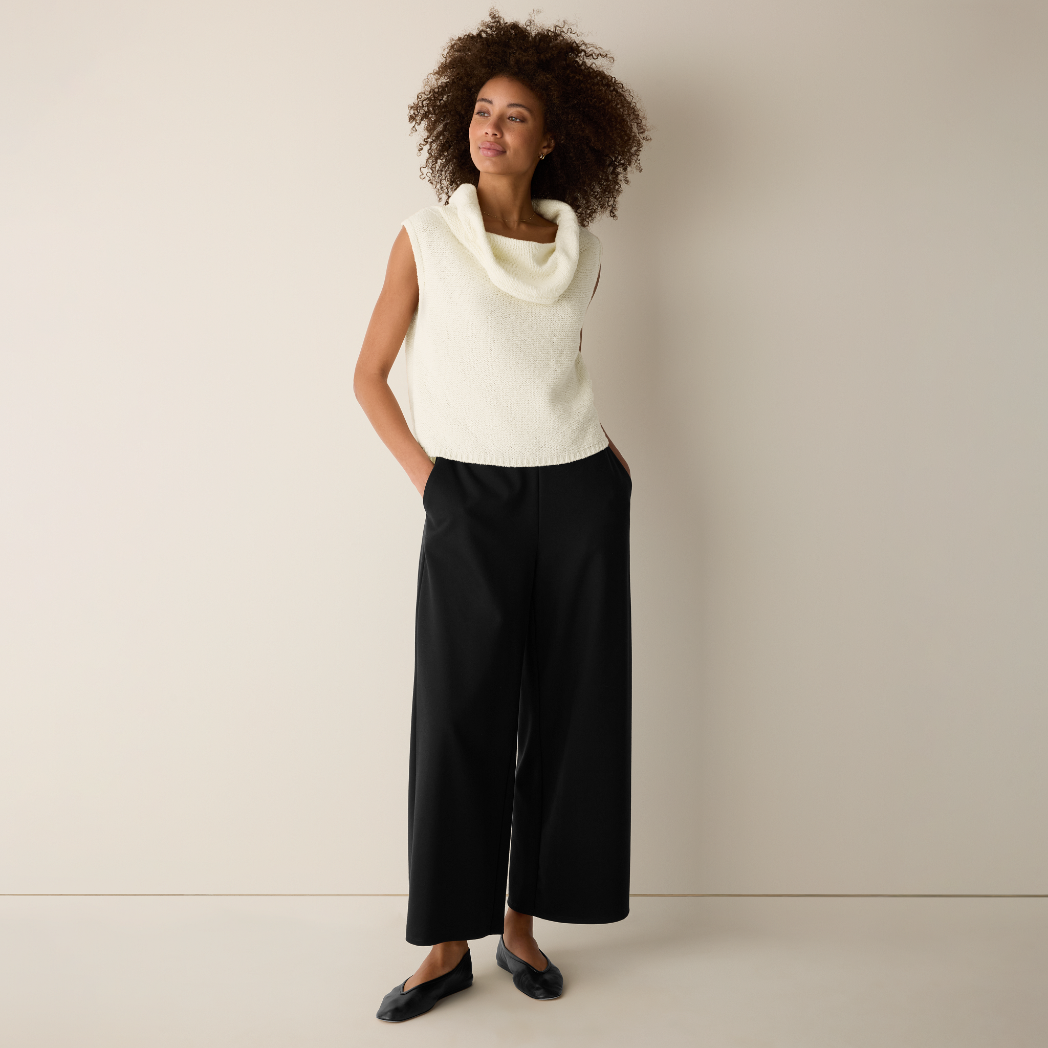 Peruvian Cotton Cloud Drape Neck Vest