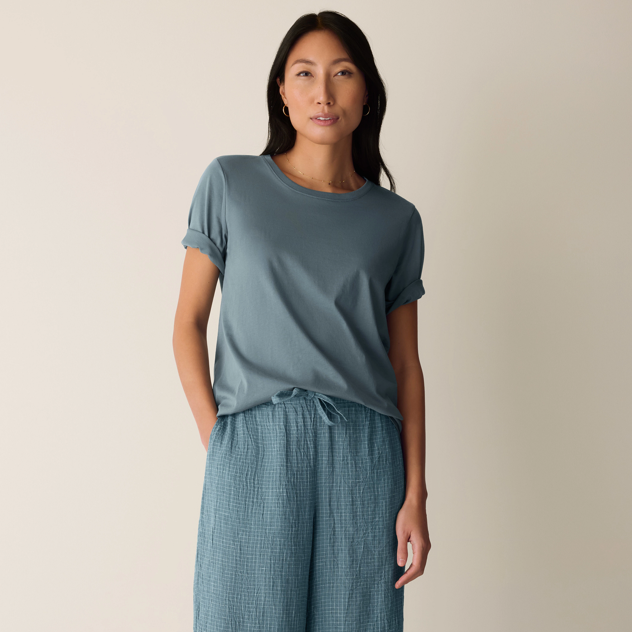 Organic Pima Cotton Jersey Round Neck Tee from EILEEN FISHER - $88